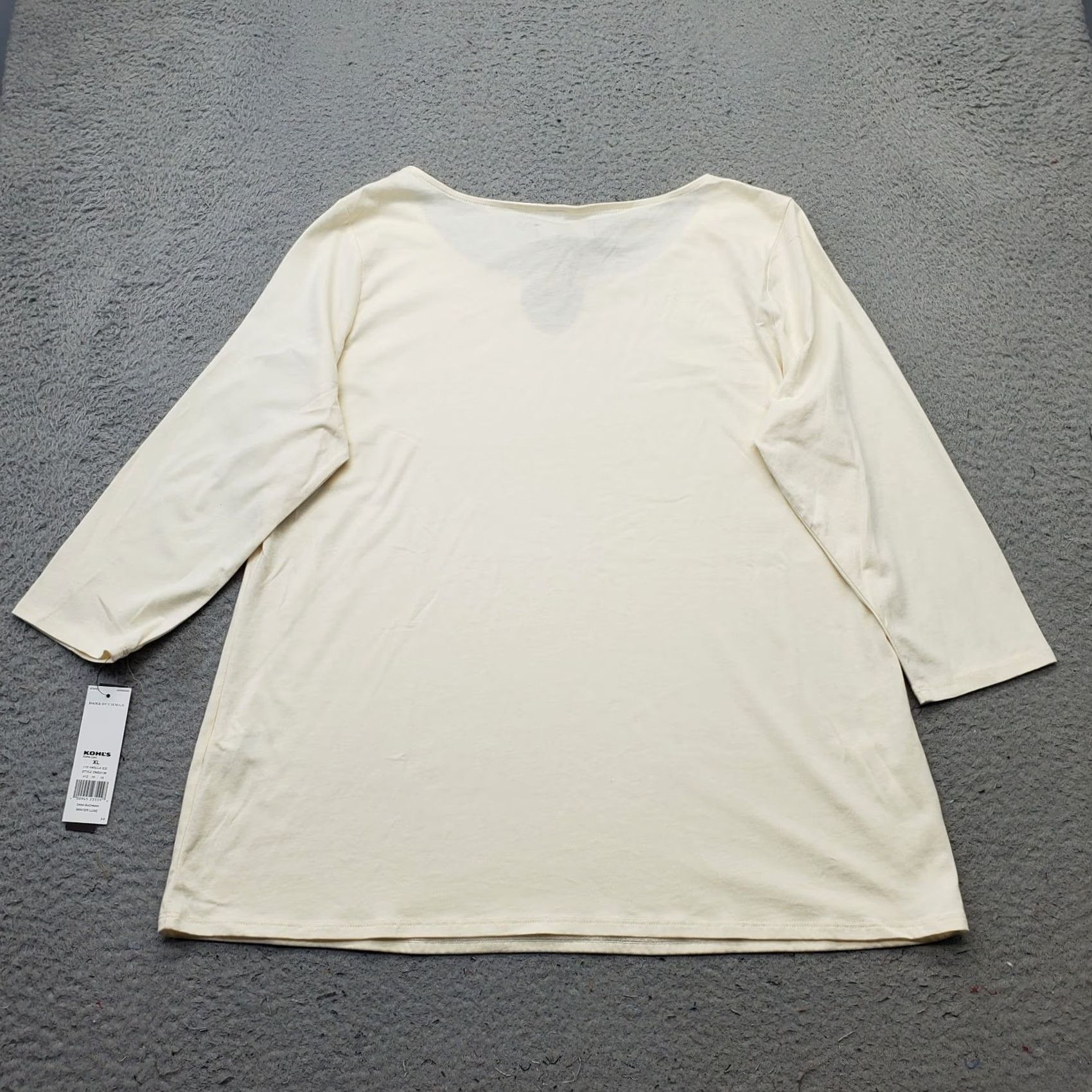 Vintage Dana Buchman Blouse Women XL Cream Long Sleeve Pullover Top Round Neck Casual Size XL / US 12-14 / IT 48-50 - 2 Thumbnail