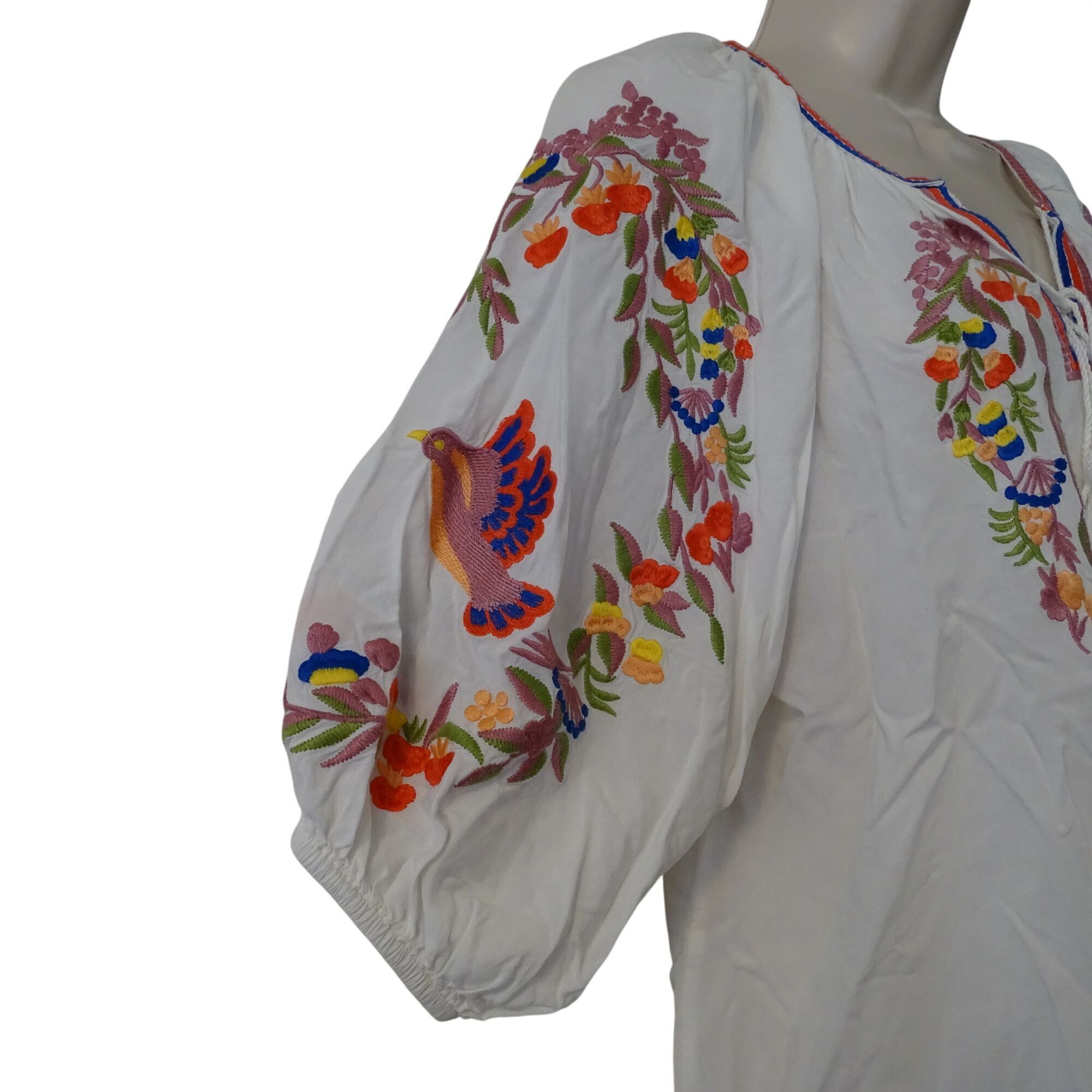 Other Luna Moon Women White Boho Embroidered Top Size M Size M / US 6-8 / IT 42-44 - 4 Thumbnail