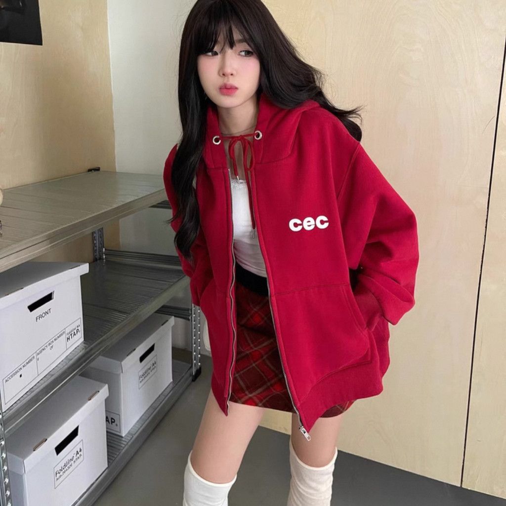 Nike CEC Oversized Unisex Burgundy Full-Zip Hoodie Size L / US 10 / IT 46 - 2 Thumbnail