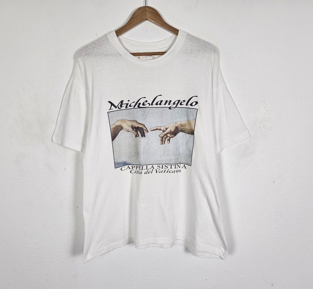 Vintage Vintage 90s Michelangelo art white graphic t shirt Size US L / EU 52-54 / 3 - 2 Thumbnail