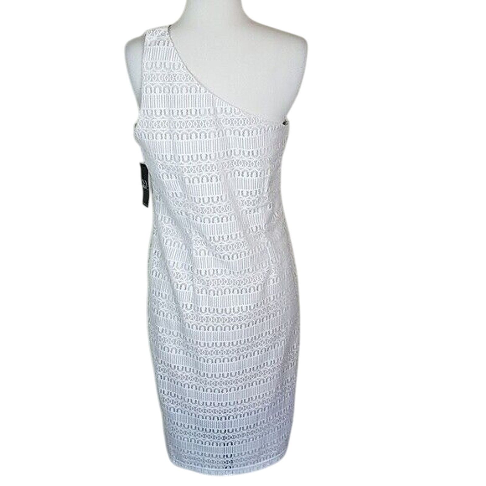 NYDJ New York & Company WOmen One Shoulder Dress 12 Crochet Boho Size XL / US 12-14 / IT 48-50 - 4 Thumbnail