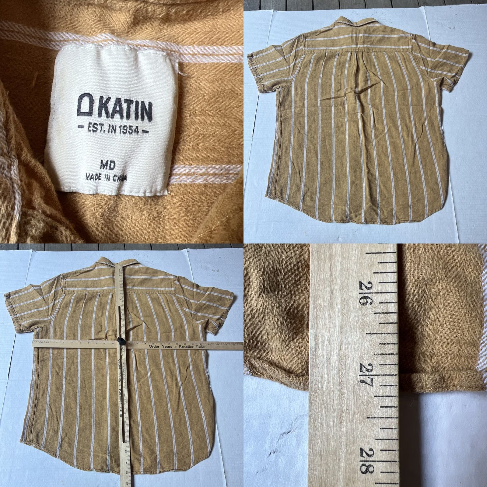 Katin VINTAGE Katin Shirt Mens L Gold Kanvas Surf Hawaiian Aloha Button Adult Striped Size US L / EU 52-54 / 3 - 8 Thumbnail