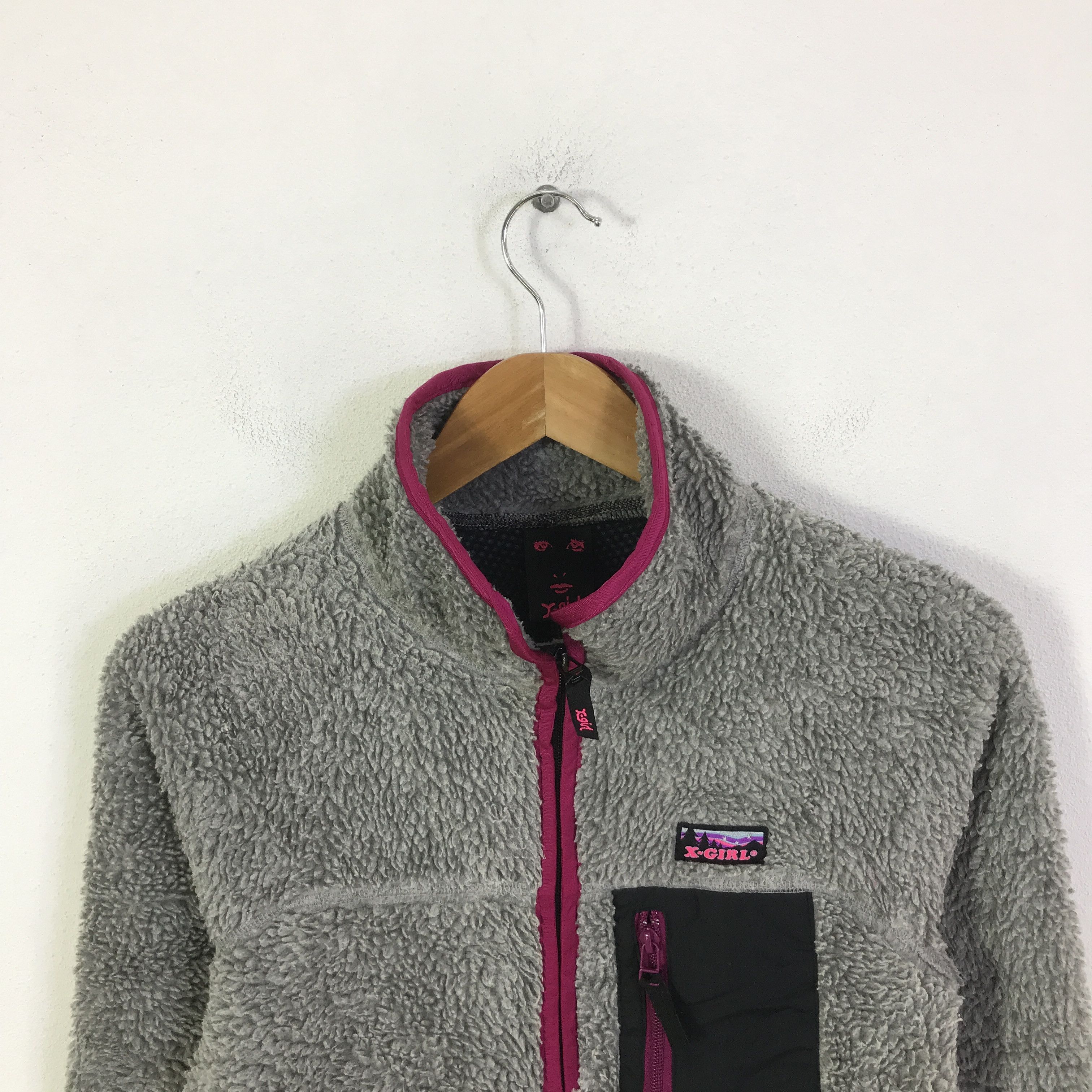 Japanese Brand X-Girl Fleece zipper jacket K110B14 Size US M / EU 48-50 / 2 - 2 Thumbnail