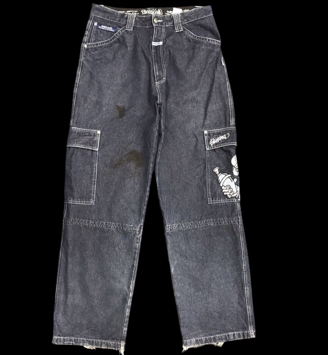 Japanese Brand BAGGY🔥BOBBYGANG Hip Hop Skater Cargo Jeans Size US 32 / EU 48 - 1 Thumbnail