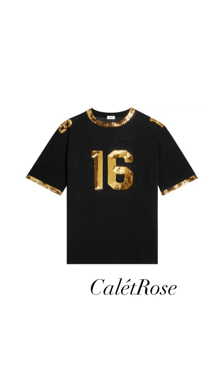 Celine $1.74k SS23 Celine 16 black gold sequin logo jersey t shirt Size US S / EU 44-46 / 1 - 21 Thumbnail