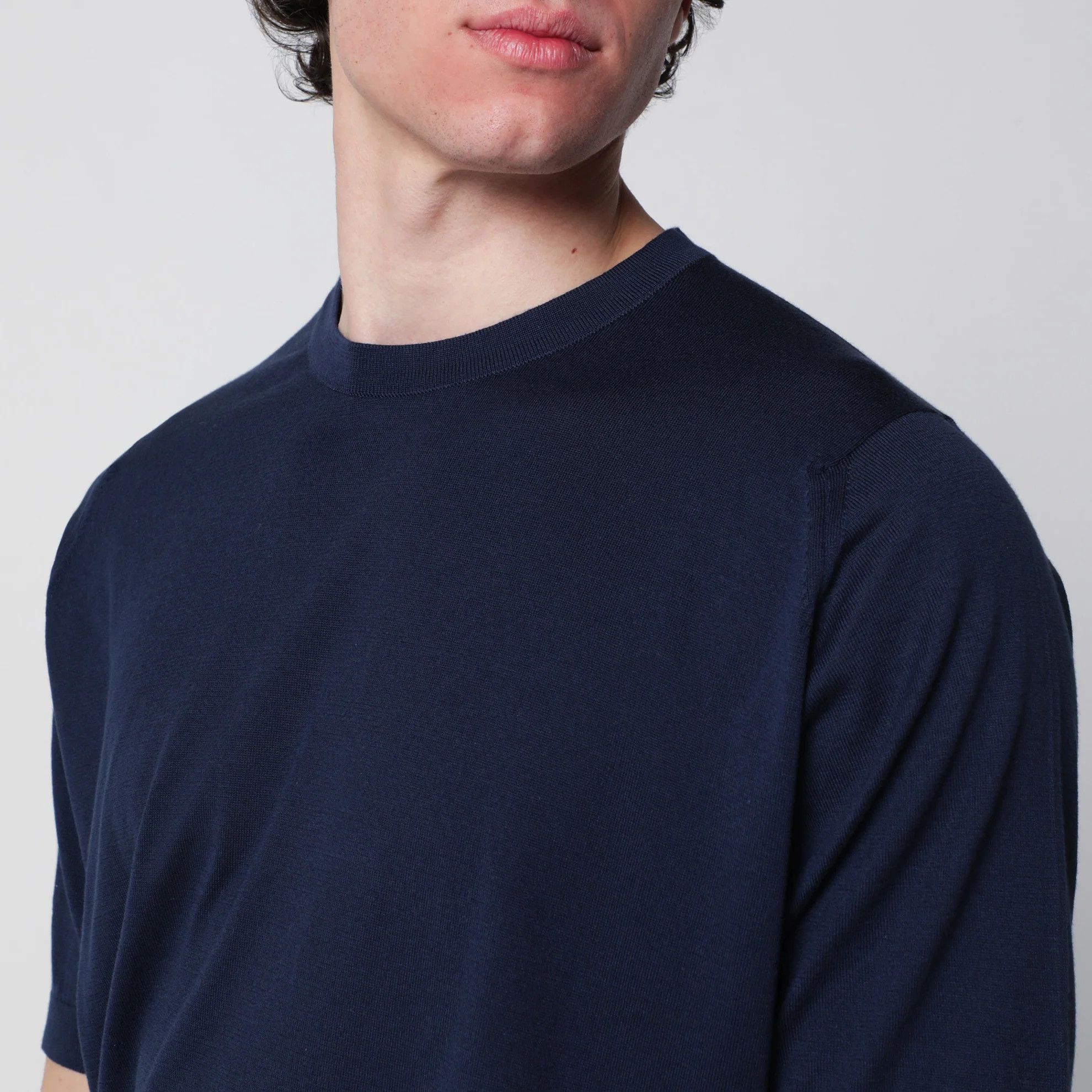 John Smedley o1d2blof0526 Cotton Sweater in Navy Blue Size US S / EU 44-46 / 1 - 3 Thumbnail