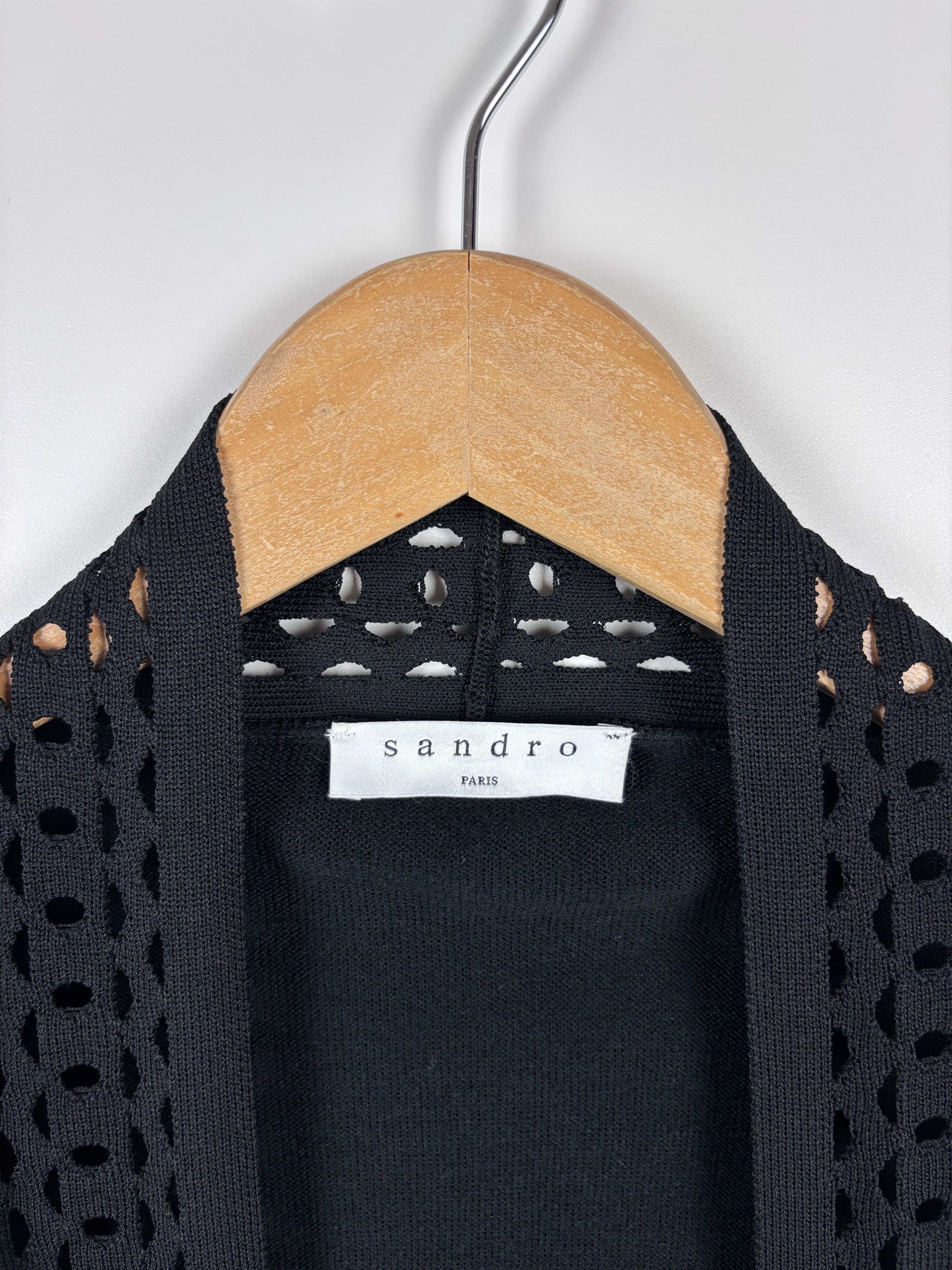 Sandro Sandro Paris Open Long Cardigan Wool Acrylic Black Size 3 Size M / US 6-8 / IT 42-44 - 4 Thumbnail
