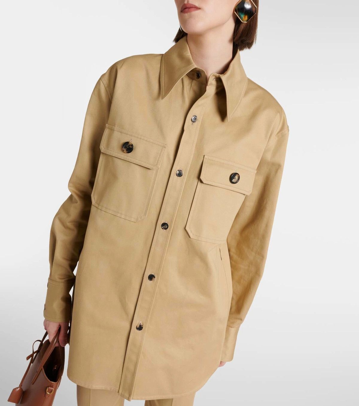 Saint Laurent Paris o1y0126 Solid Color Shirt in Beige Size M / US 6-8 / IT 42-44 - 4 Thumbnail