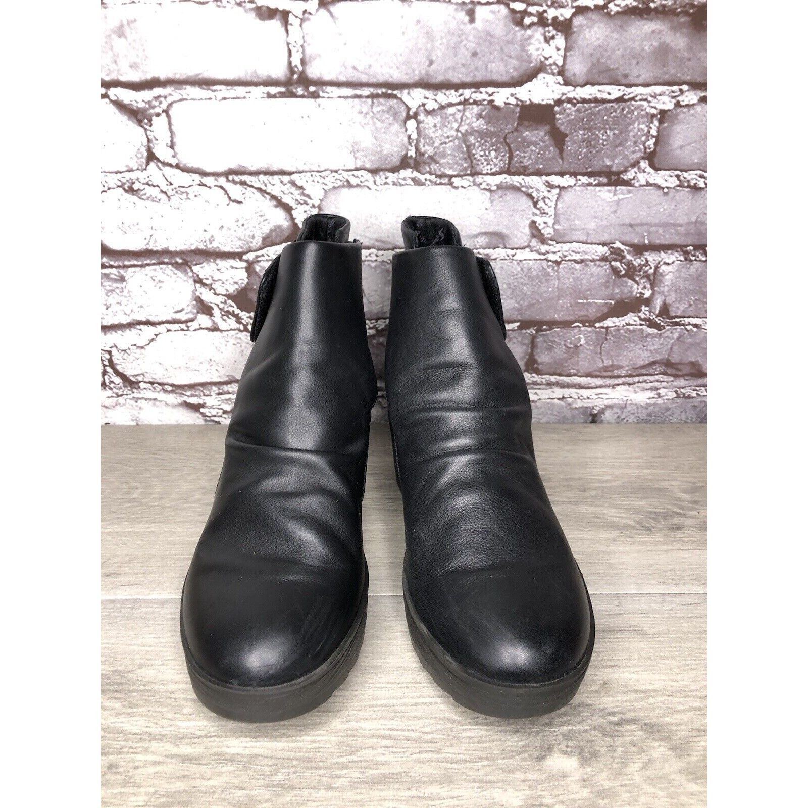 Other IGI&CO Black Leather High Wedge Strap Booties Boots Women Sz Size US 6.5 / IT 36.5 - 2 Thumbnail