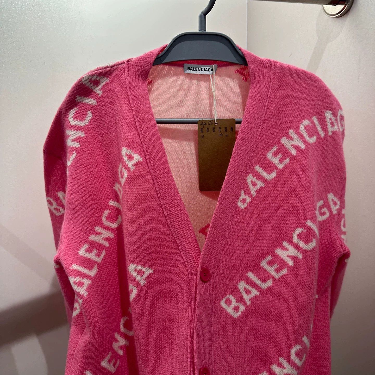 Balenciaga BALENCIAGA apr666 all-over slogan knit cardigan M wool Size M / US 6-8 / IT 42-44 - 6 Thumbnail