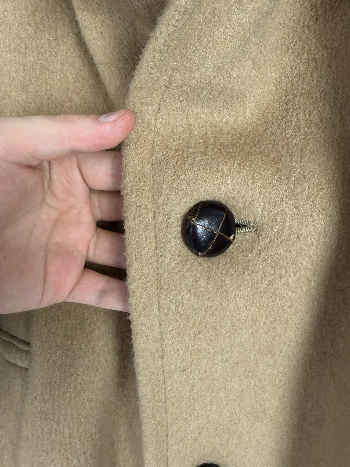 Gloverall 1970s Vintage Gloverall England Camel Beige Wool Mid Coat 54 Size US L / EU 52-54 / 3 - 8 Thumbnail