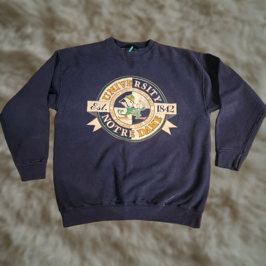 Logo Athletic VINTAGE Notre Dame Fighting Irish Logo Athletic Crewneck Sweatshirt Blue L Mens Size US L / EU 52-54 / 3 - 1 Thumbnail