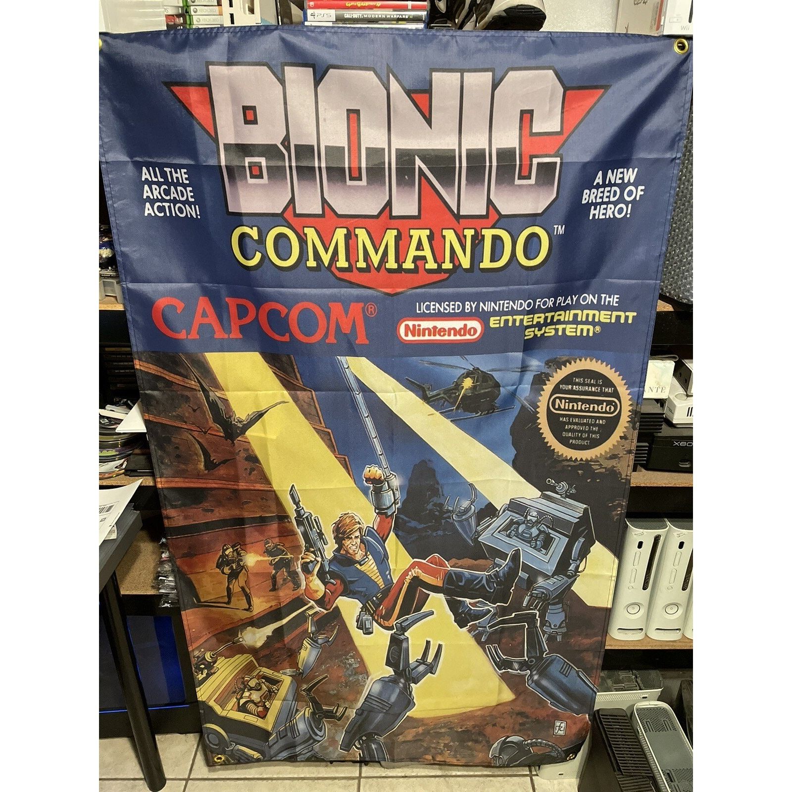 Nintendo Bionic Commando 5' Boxart Flag Nintendo NES CAPCOM Poster Size ONE SIZE - 1 Thumbnail
