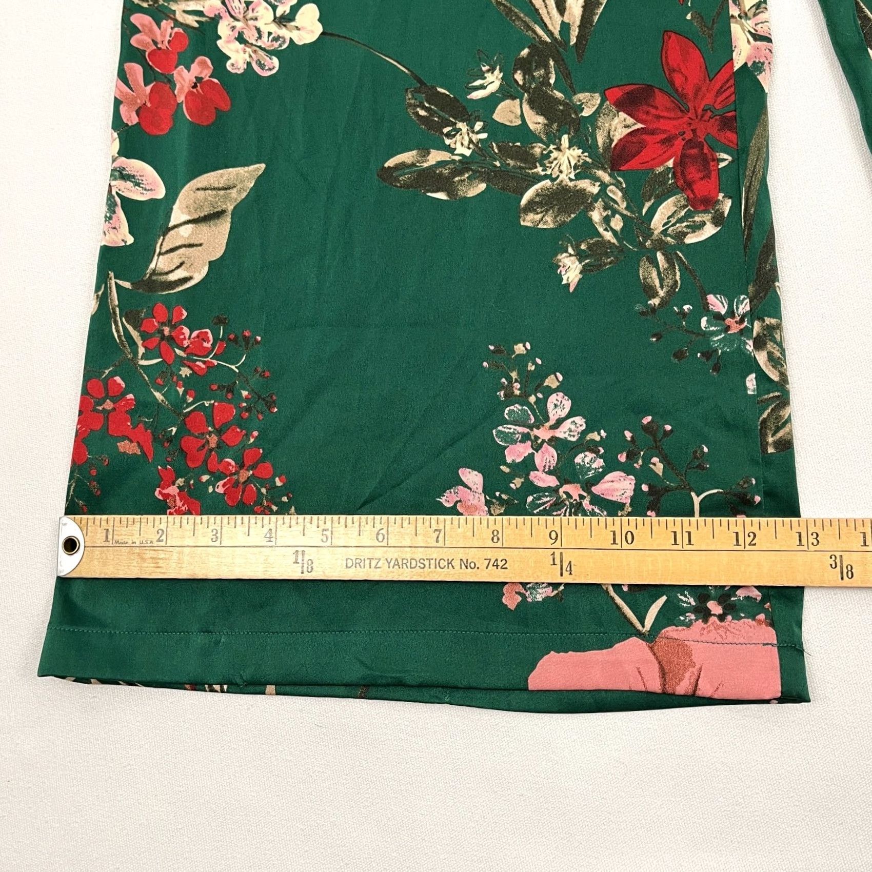 Lulus Lulu's Pants Womens S Wide Leg Satin Green Floral Boho Travel Casual Vacation Wide Leg - Pants Womens S Green Floral Satin Wide Leg Lulus Size 28" / US 6 / IT 42 - 7 Thumbnail