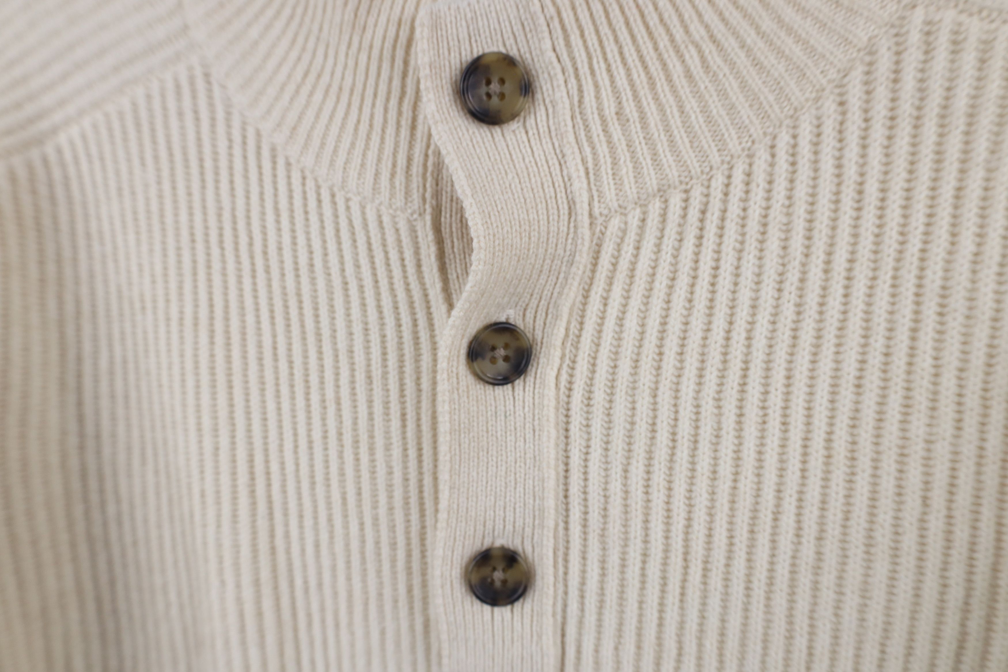 Peter Millar × Vintage Peter Millar Knit Yak Wool Cashmere Henley Sweater Cream Size US L / EU 52-54 / 3 - 7 Thumbnail