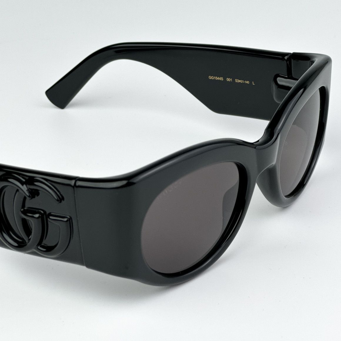Gucci NEW Gucci GG1544S 001 Black Grey Unisex Oval Sunglasses Size ONE SIZE - 7 Thumbnail