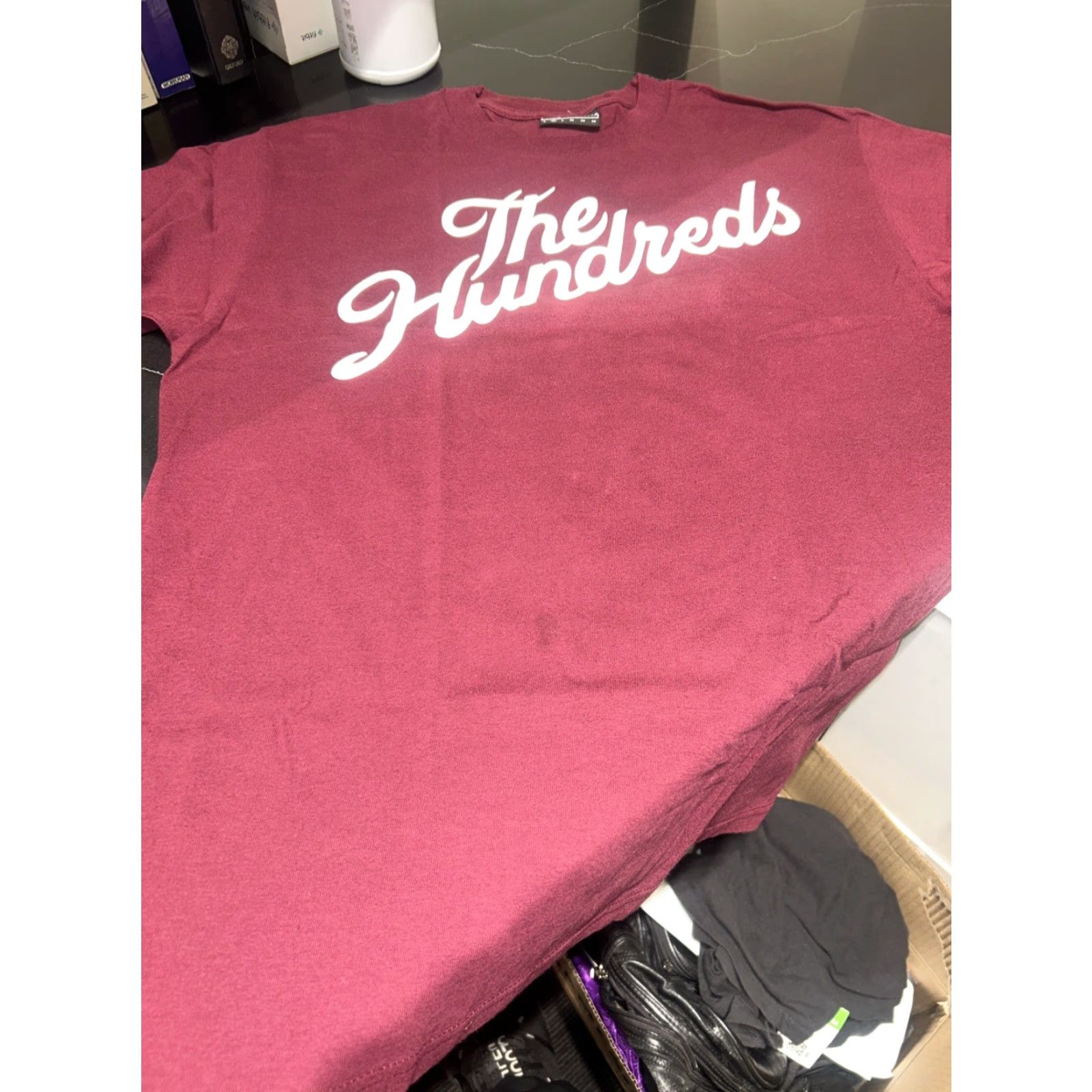 The Hundreds The Hundreds Burgundy Slant Print Logo Tee T-Shirt Men Small Red Logo Short Sleeve Crew Neck Regular Fit Size US S / EU 44-46 / 1 - 2 Thumbnail