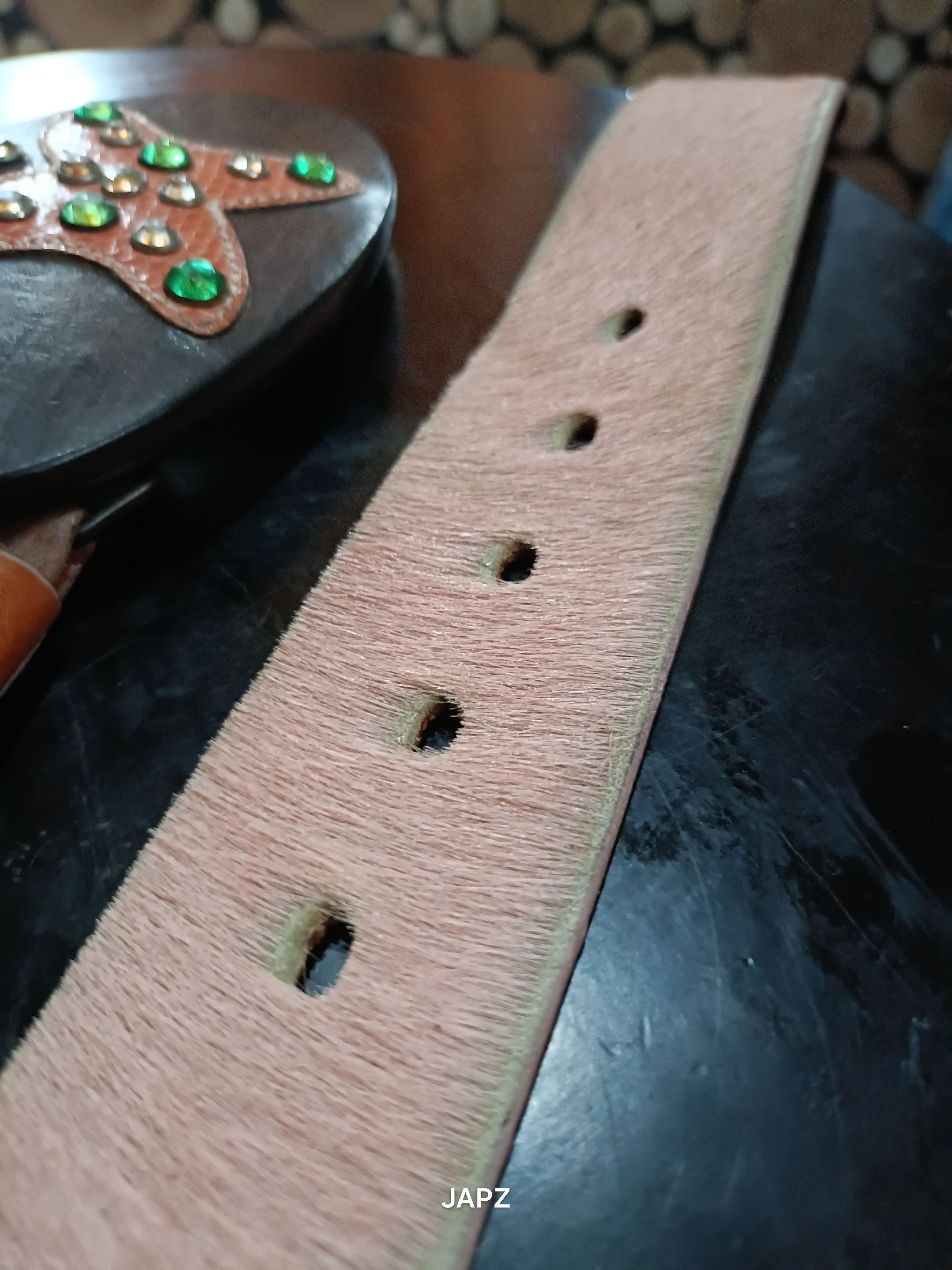 Handmade Vintage Martinica Italy pony hair leather belt wood buckle Size ONE SIZE - 2 Thumbnail