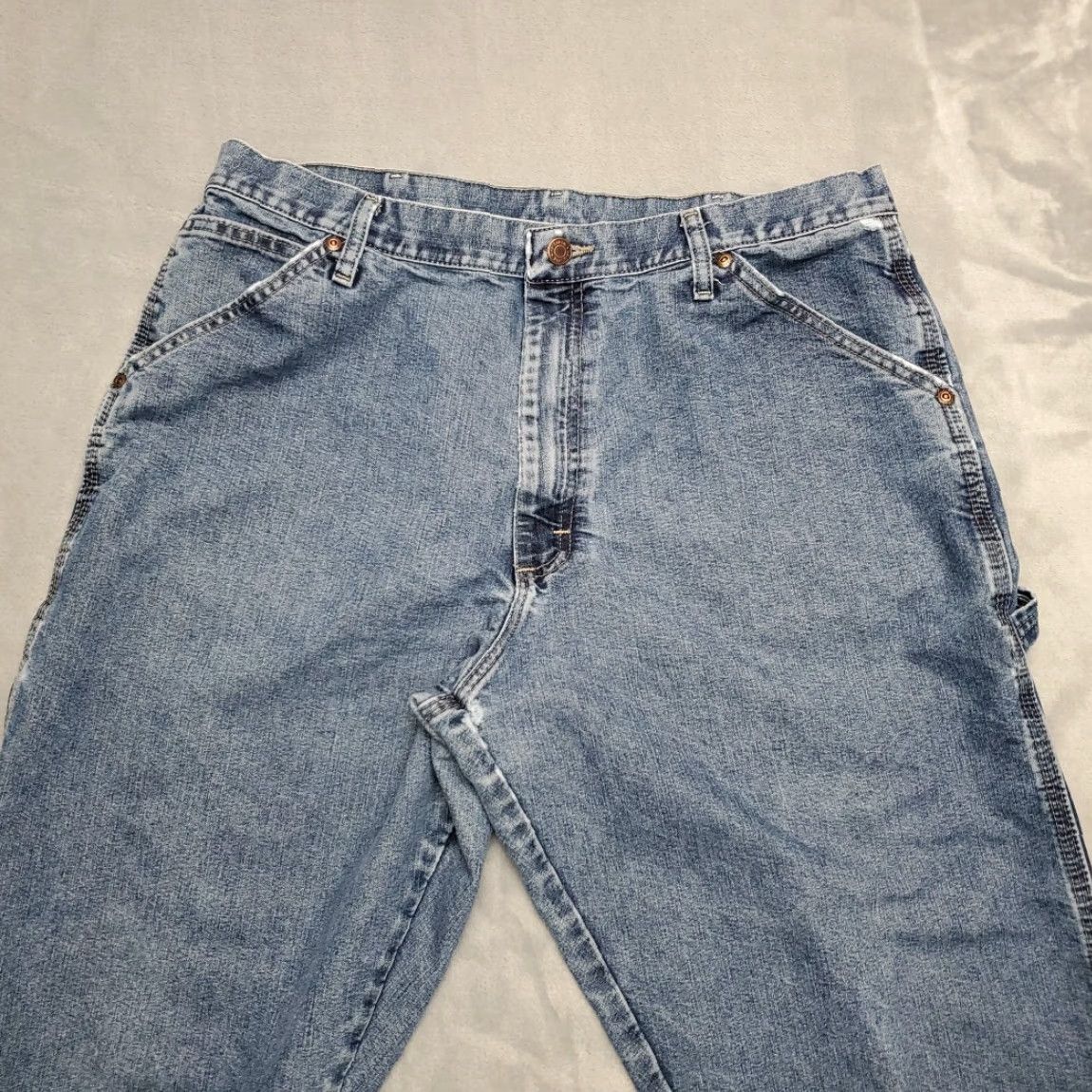 Wrangler Wrangler Jeans Mens 36x34 Faded Blue Denim Relaxed Cotton Carpenter Cargo Pants Jeans Mens 36 Blue Denim Carpenter Cargo Pants Wrangler Size US 36 / EU 52 - 5 Thumbnail