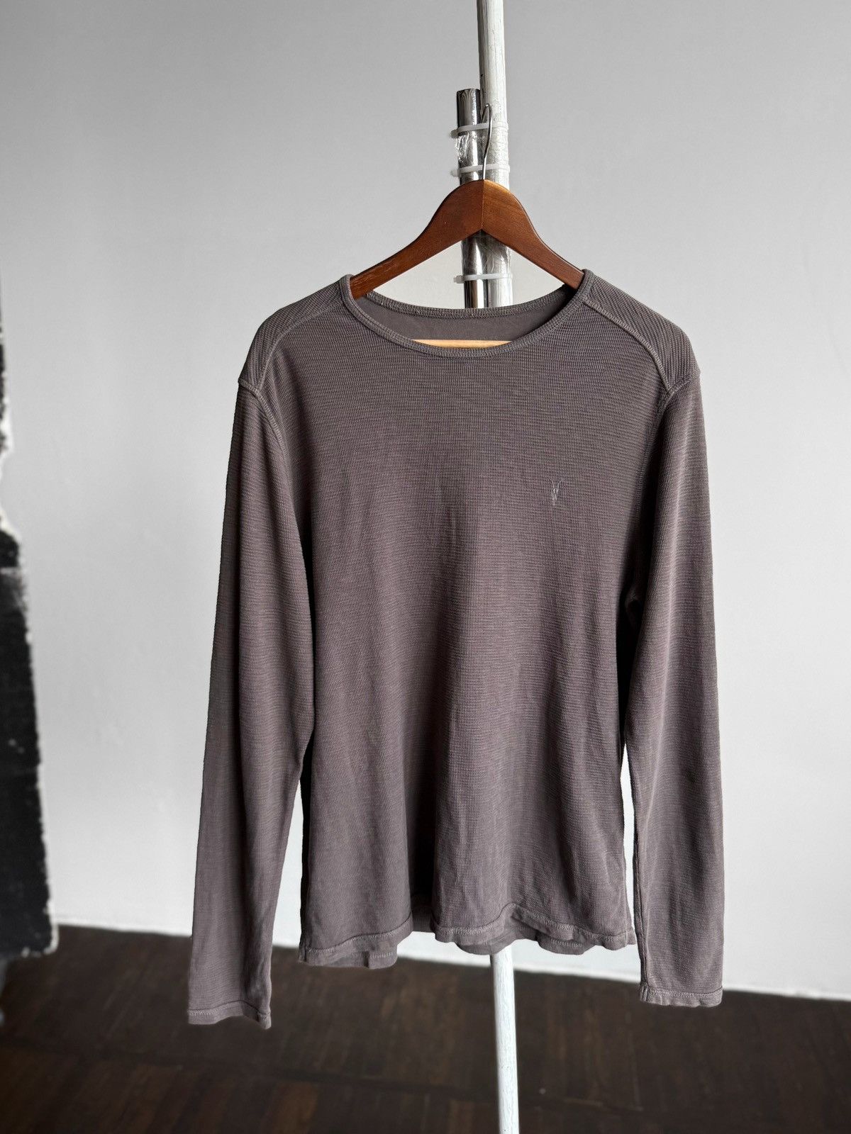 Allsaints AllSaints Mens Brown Gray Faded Ribbed Long Sleeve T-Shirt Size US L / EU 52-54 / 3 - 1 Thumbnail