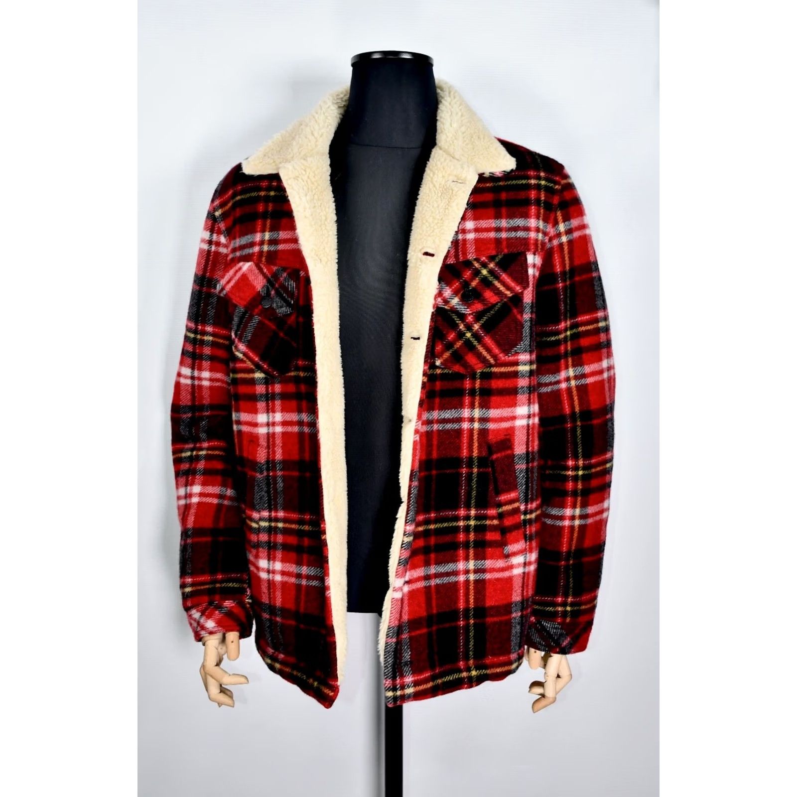 Nudie Jeans Nudie Jeans Lenny Plaid Jacket Wool Sherpa Lined Men's Size L Red Jacket Size US 33 - 3 Thumbnail