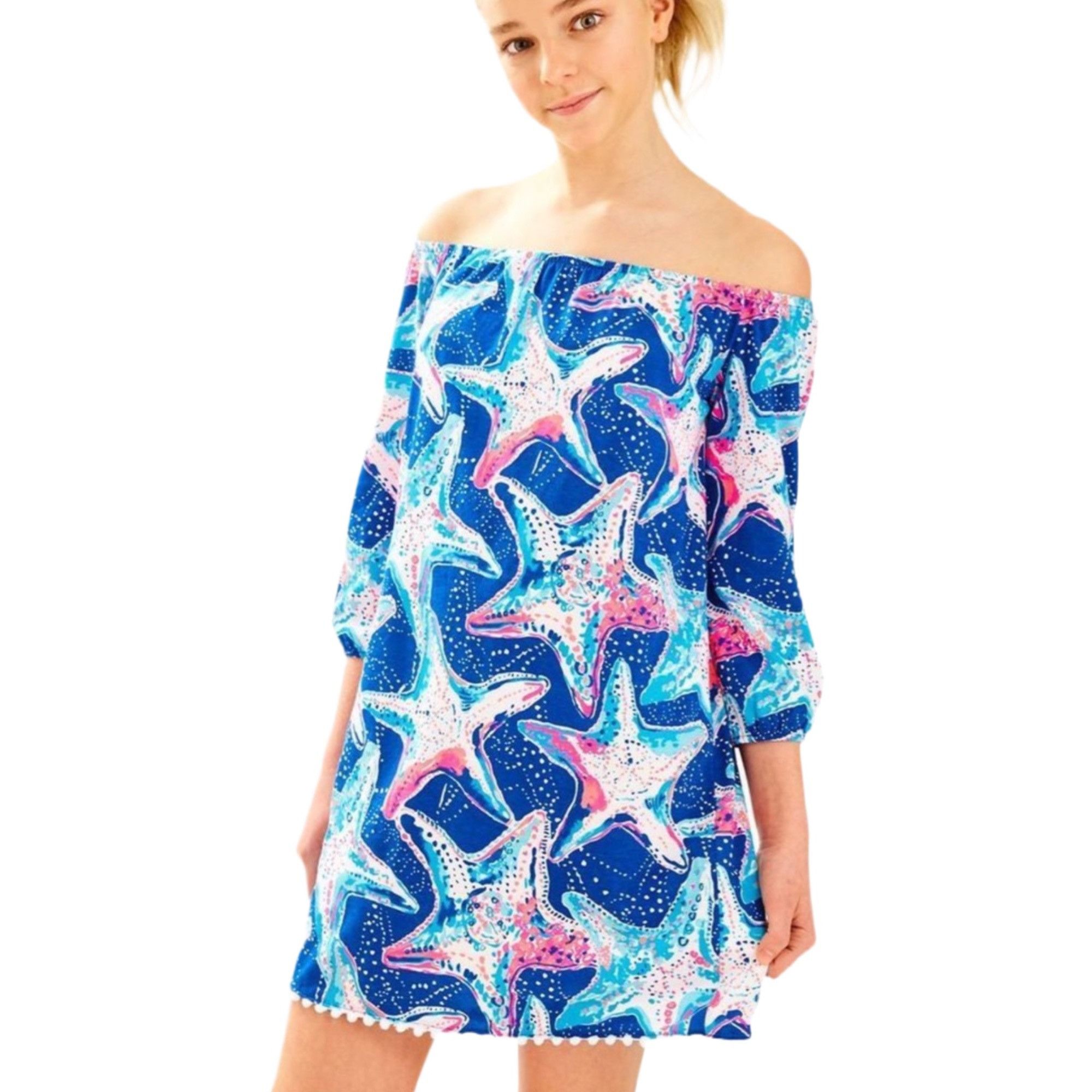 Lilly Pulitzer NWOT Lilly Pulitzer Girls Mini Enna Off Shoulder Dress XL 12 Size XL / US 12-14 / IT 48-50 - 1 Thumbnail