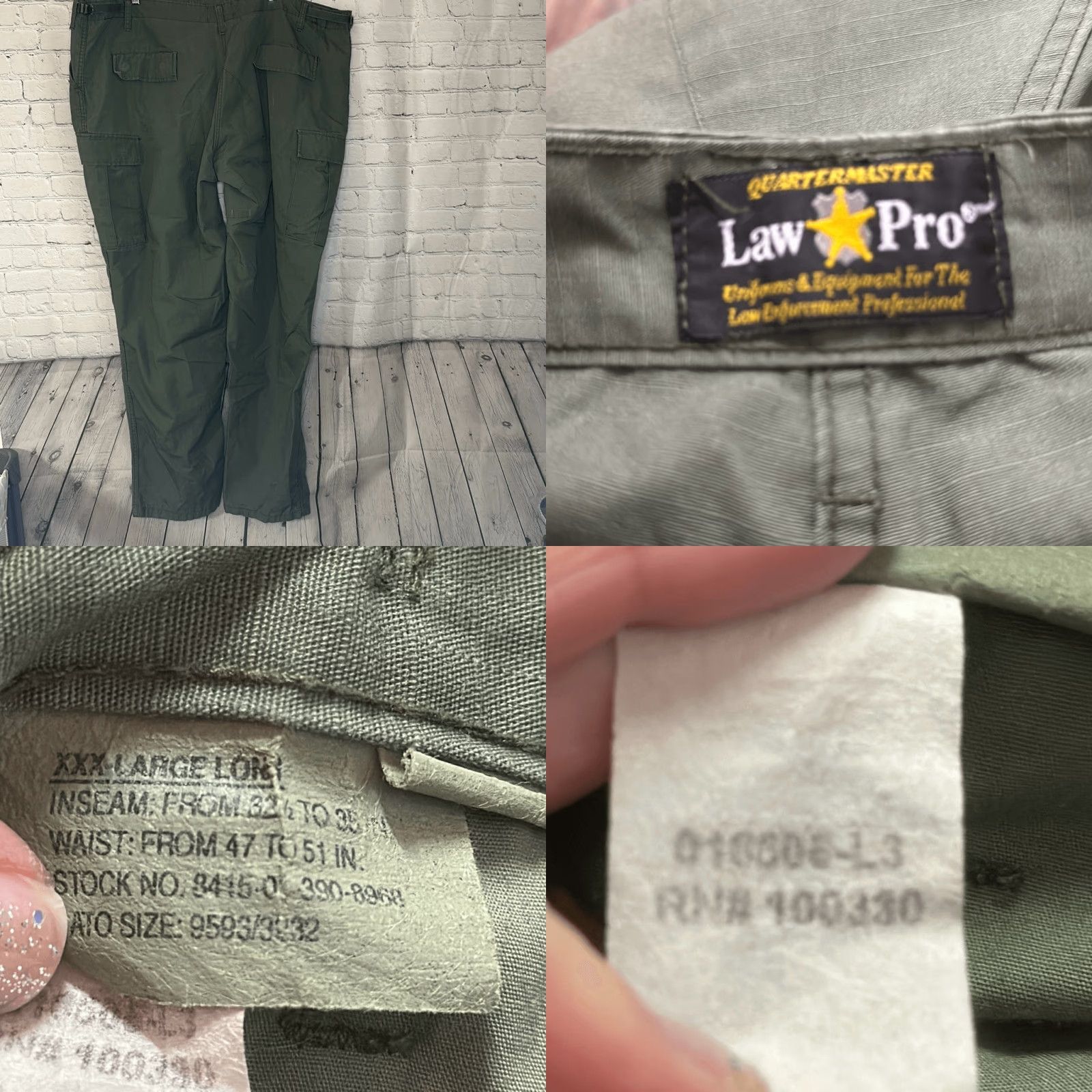 Vintage Quartermaster Pants Mens xxl long Green Military Law Pro Enforcer Size US 39 - 8 Thumbnail