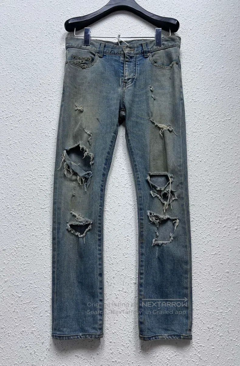 Saint Laurent Paris Saint Laurent Paris Cut and Washed Destroyed Denim Long Pa Size US 30 / EU 46 - 1 Thumbnail