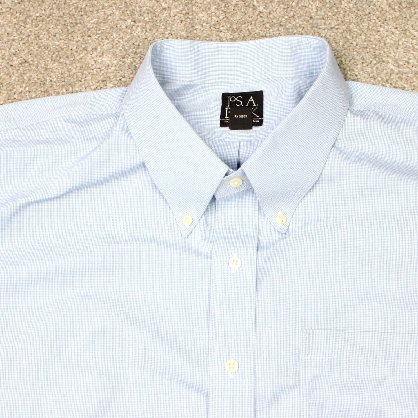 Jos. A. Bank Jos. A. Bank Shirt Mens 19, 36 Blue Traveler 100% Cotton Long Sleeve Button Down Dress Shirt Mens Blue 100% Cotton Classic Checked Decade- N/A Size US XXL / EU 58 / 5 - 4 Thumbnail