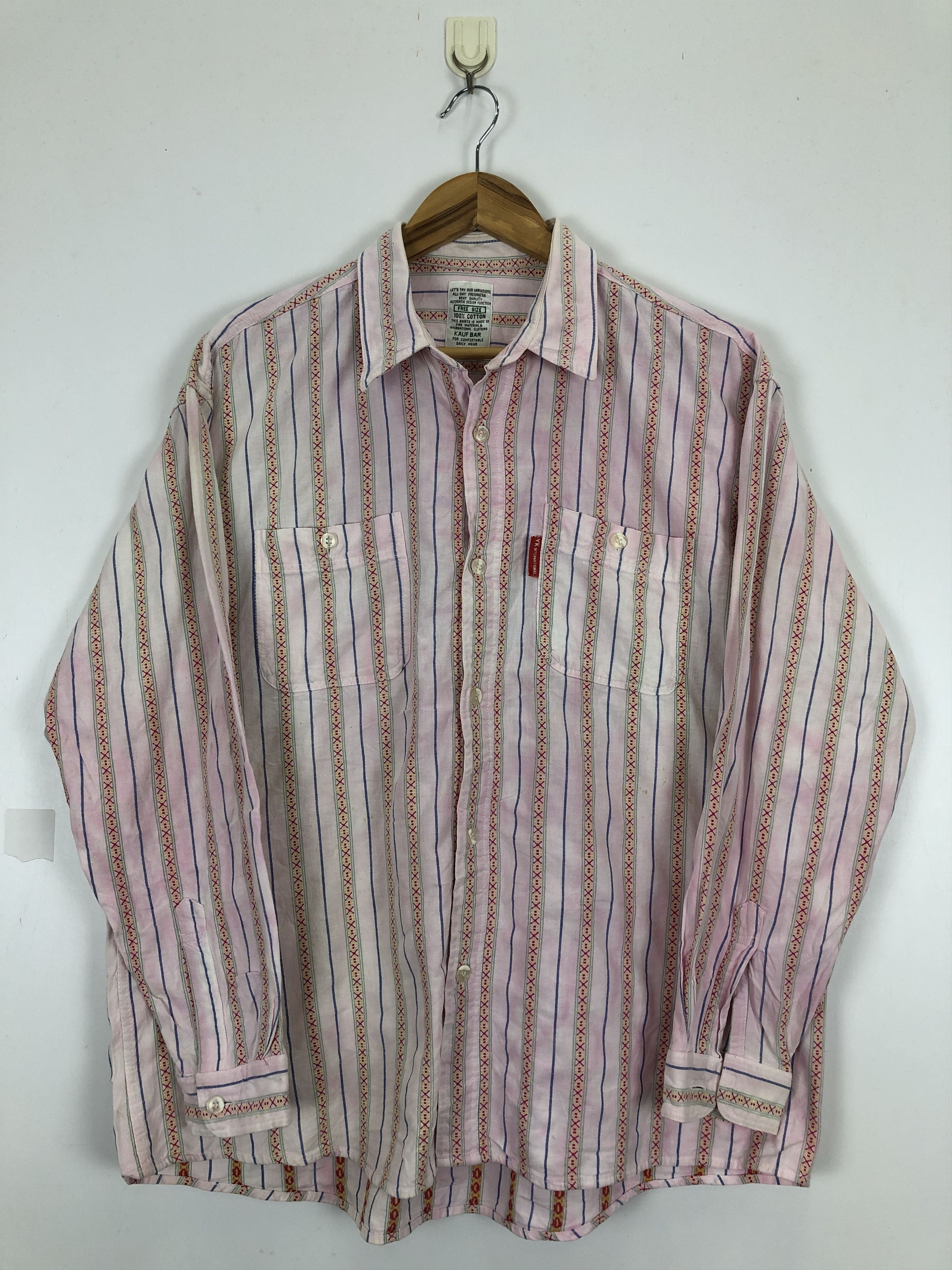 Japanese Brand × Vintage Vintage 70s Red Striped Western Shirt TA0447 Size US XL / EU 56 / 4 - 1 Thumbnail