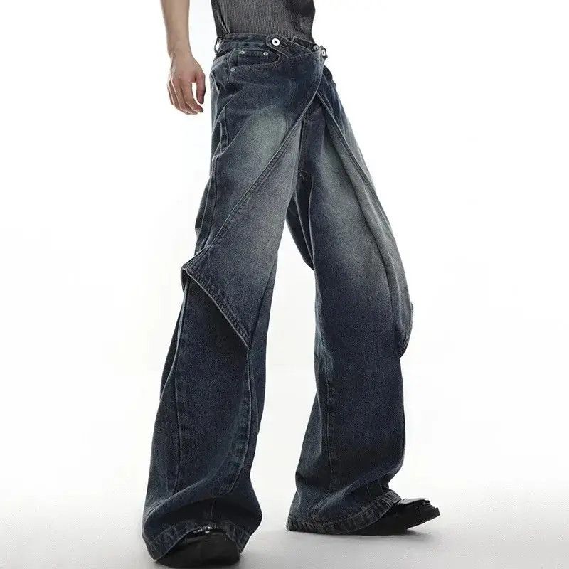 Japanese Brand × Jean Deconstruct Wide Leg Washed Jeans Pants y2k Size US 34 / EU 50 - 3 Thumbnail