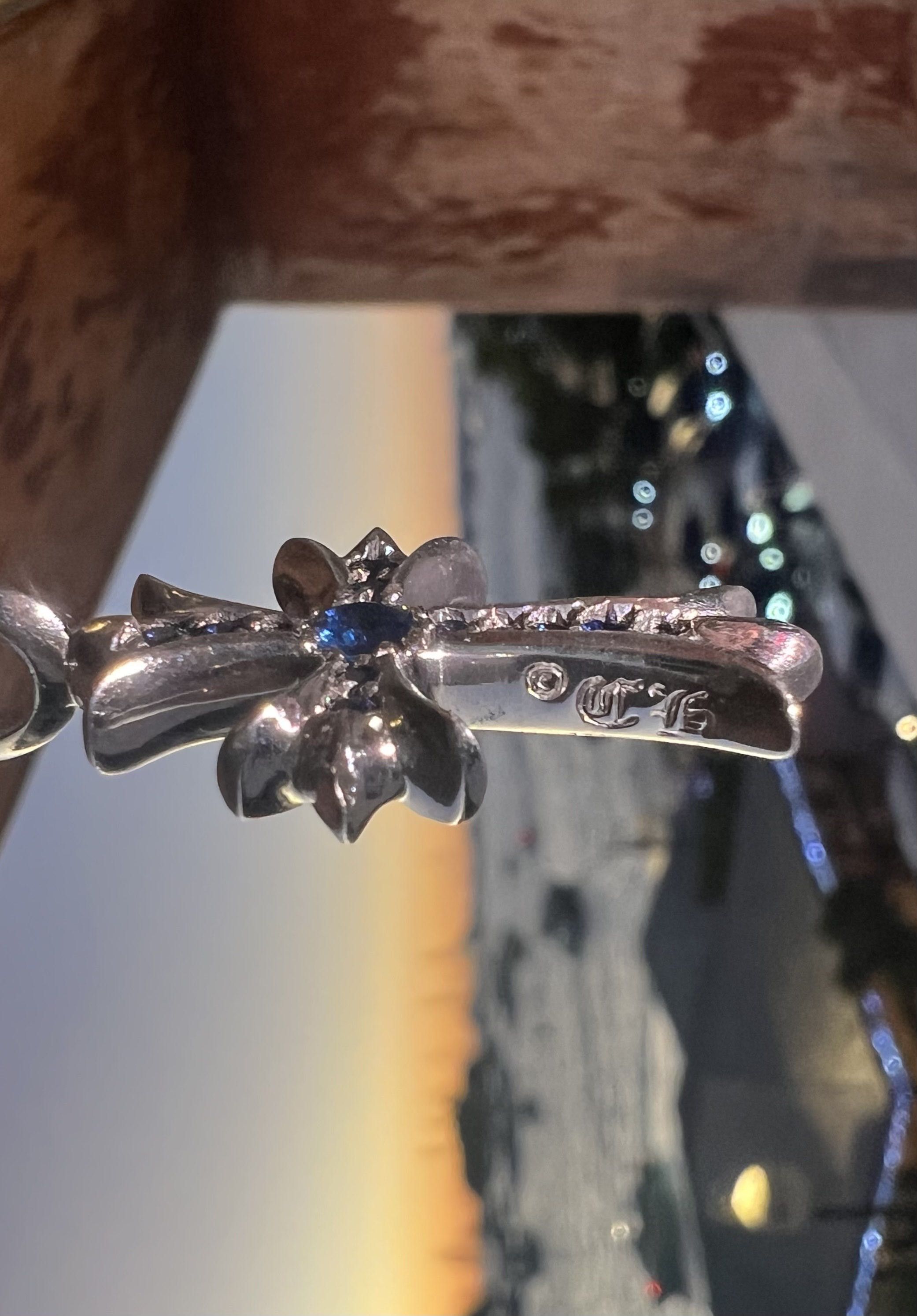 Chrome Hearts Chrome Hearts Sapphire Tiny Cross Pendant (18k White Gold) Size ONE SIZE - 3 Thumbnail