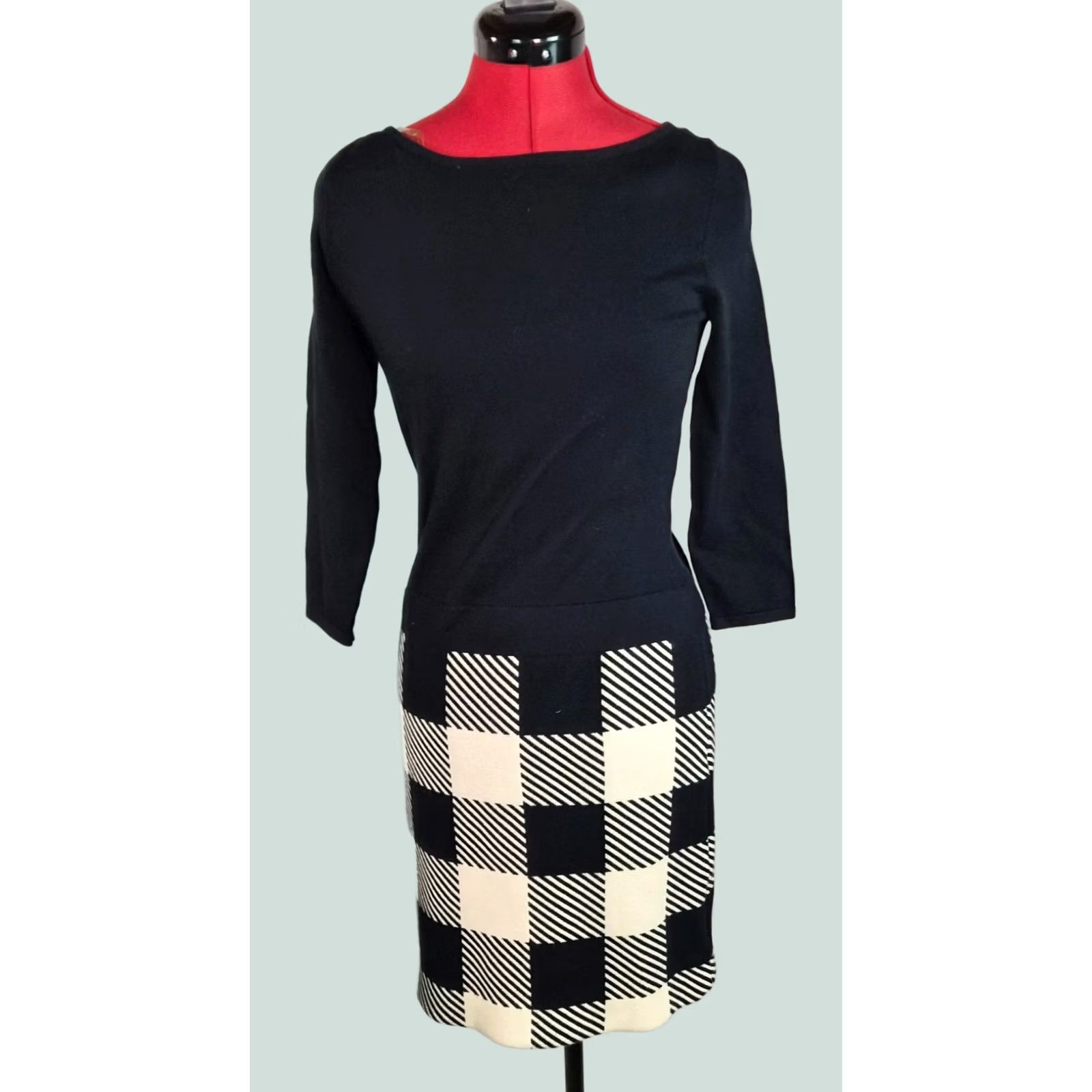 Ralph Lauren Lauren Ralph Dress Womens S Black White Size Check Checkerboard Mini G219 Size S / US 4 / IT 40 - 1 Thumbnail