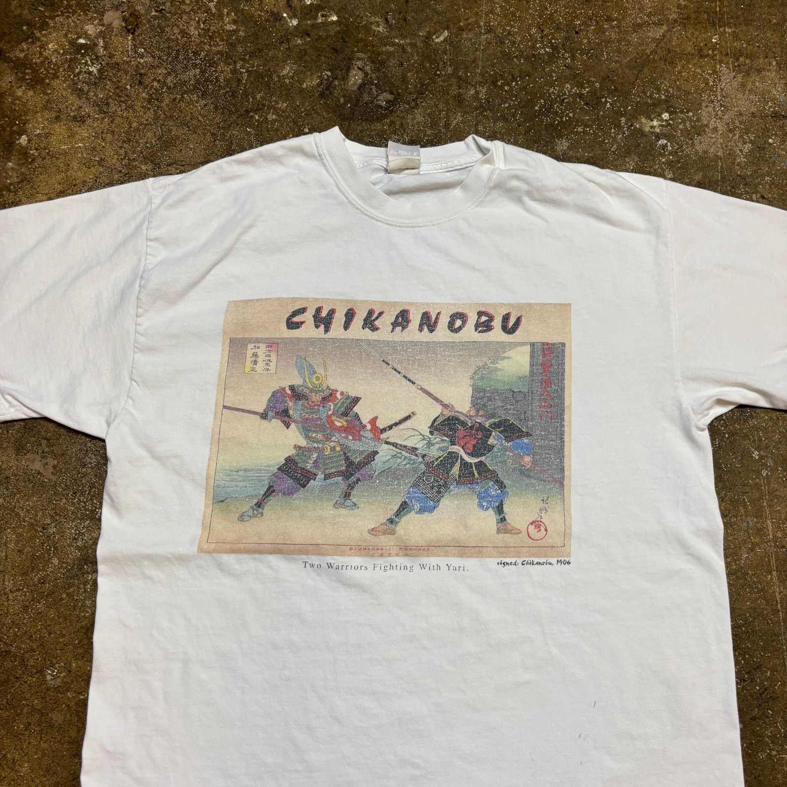 Hanes Chikanobu Two Warriors Fighting With Yari Samurai Shirt Lg Size US L / EU 52-54 / 3 - 2 Thumbnail