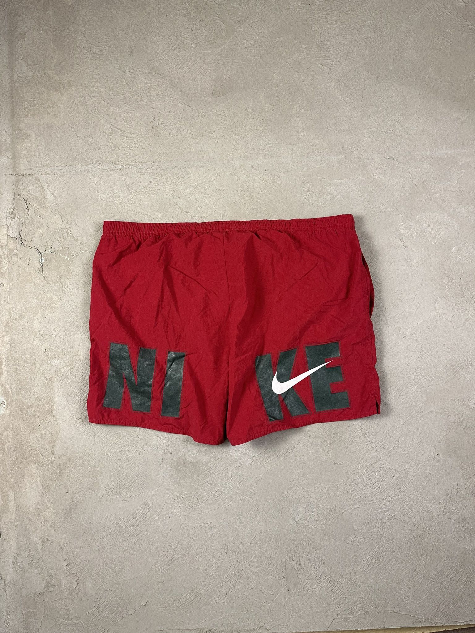 Nike × Vintage 90s Vintage Nike Spellout Swoosh Shorts Size US 36 / EU 52 - 1 Thumbnail