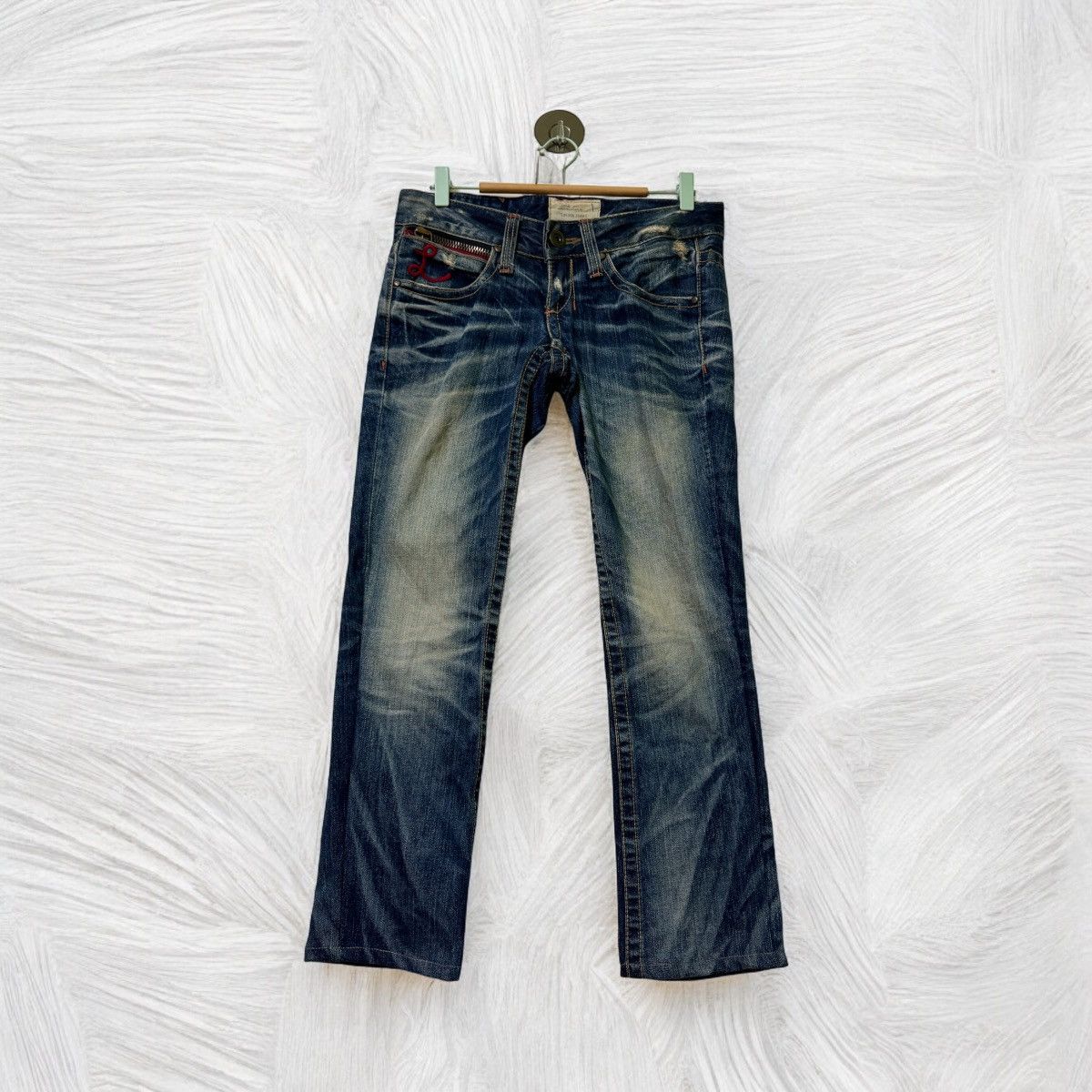 If Six Was Nine × Le Grande Bleu (L.G.B.) × Vintage VTG LOLITA DENIM DISTRESSED MUD WASH LOW RISE DENIM Size US 31 - 1 Thumbnail