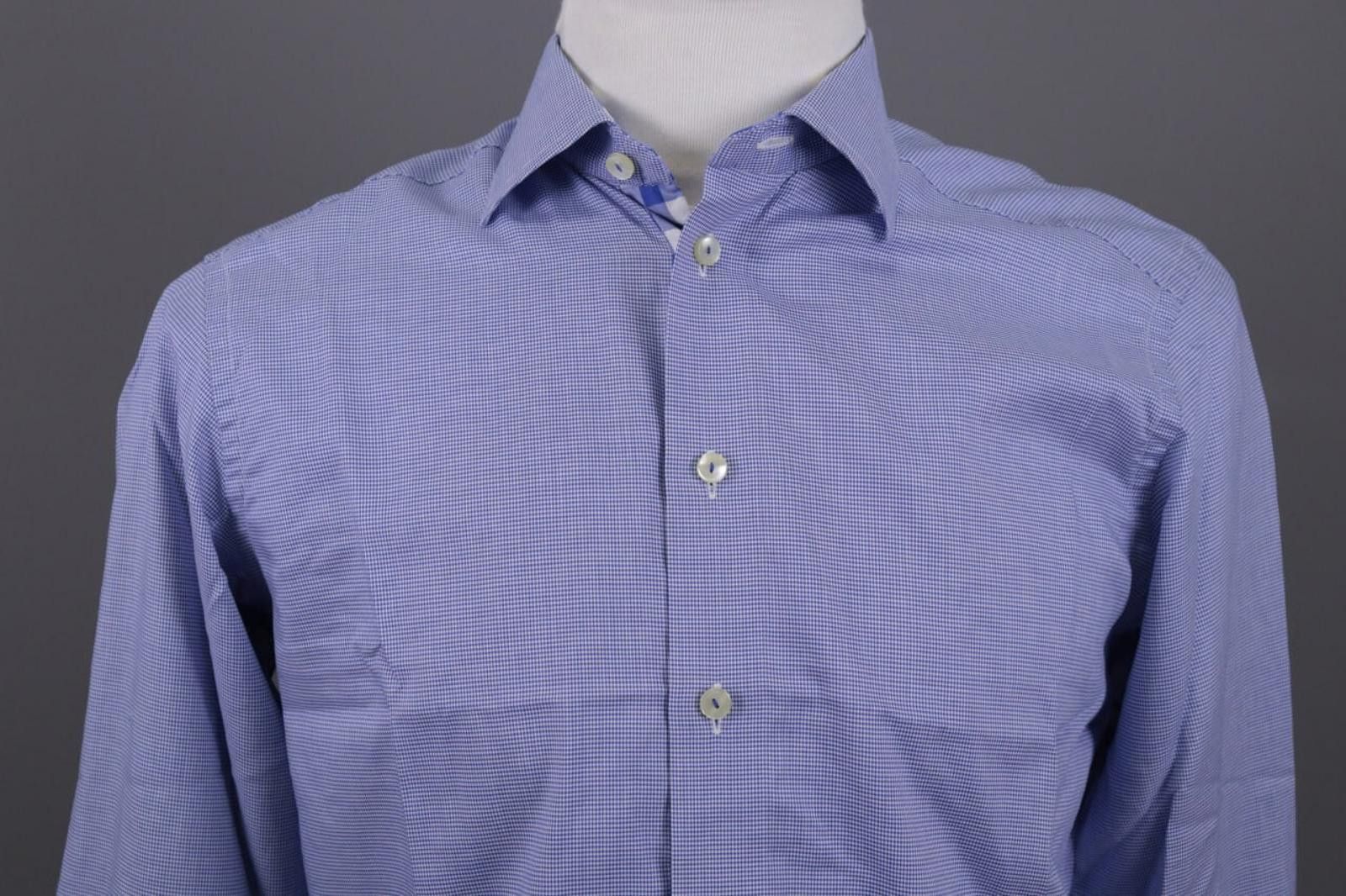 Eton Eton Contemporary Blue Check Extra Shirt 40 / 15.75 Size US M / EU 48-50 / 2 - 2 Thumbnail