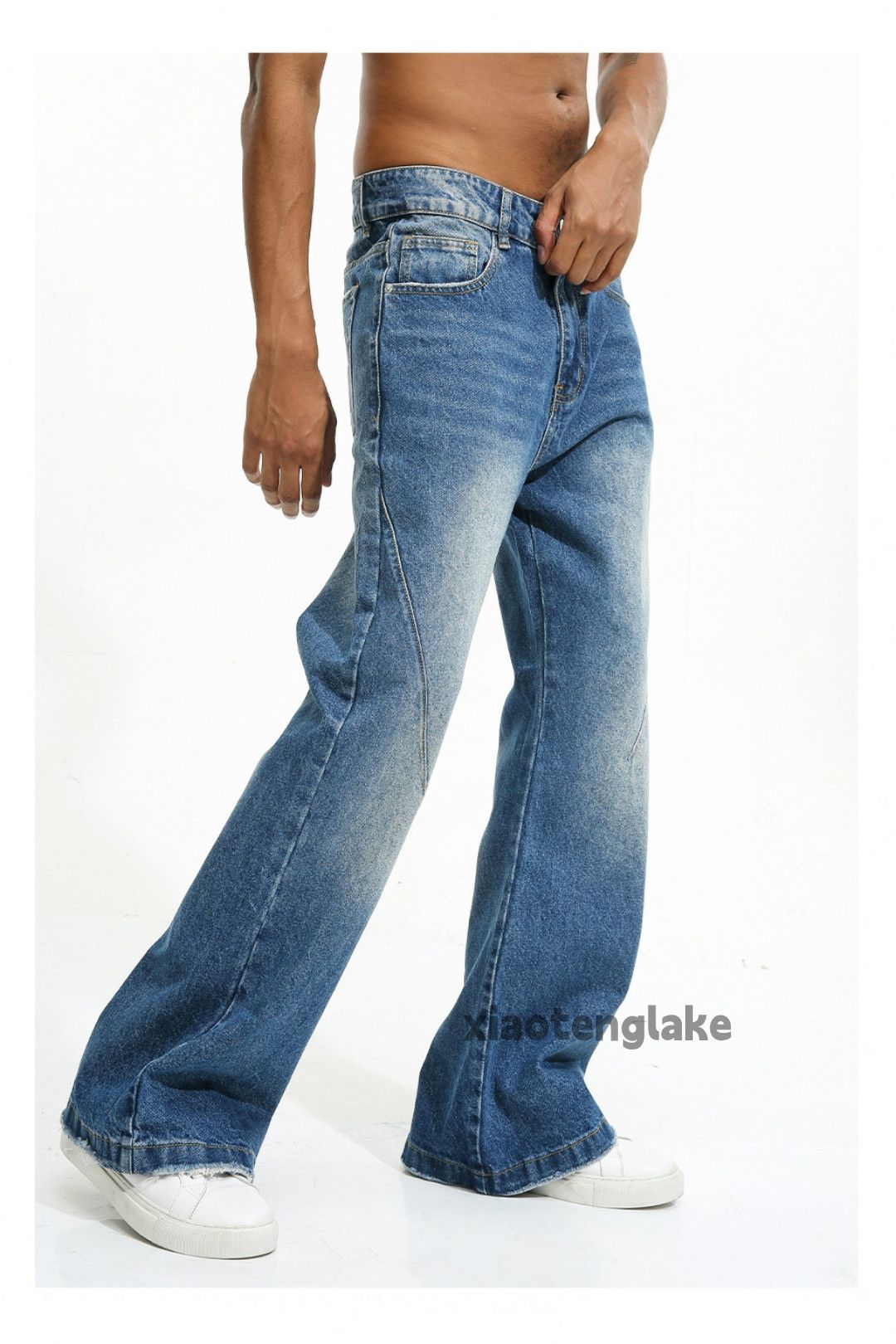 washed faded punk grunge bootcut flared jeans