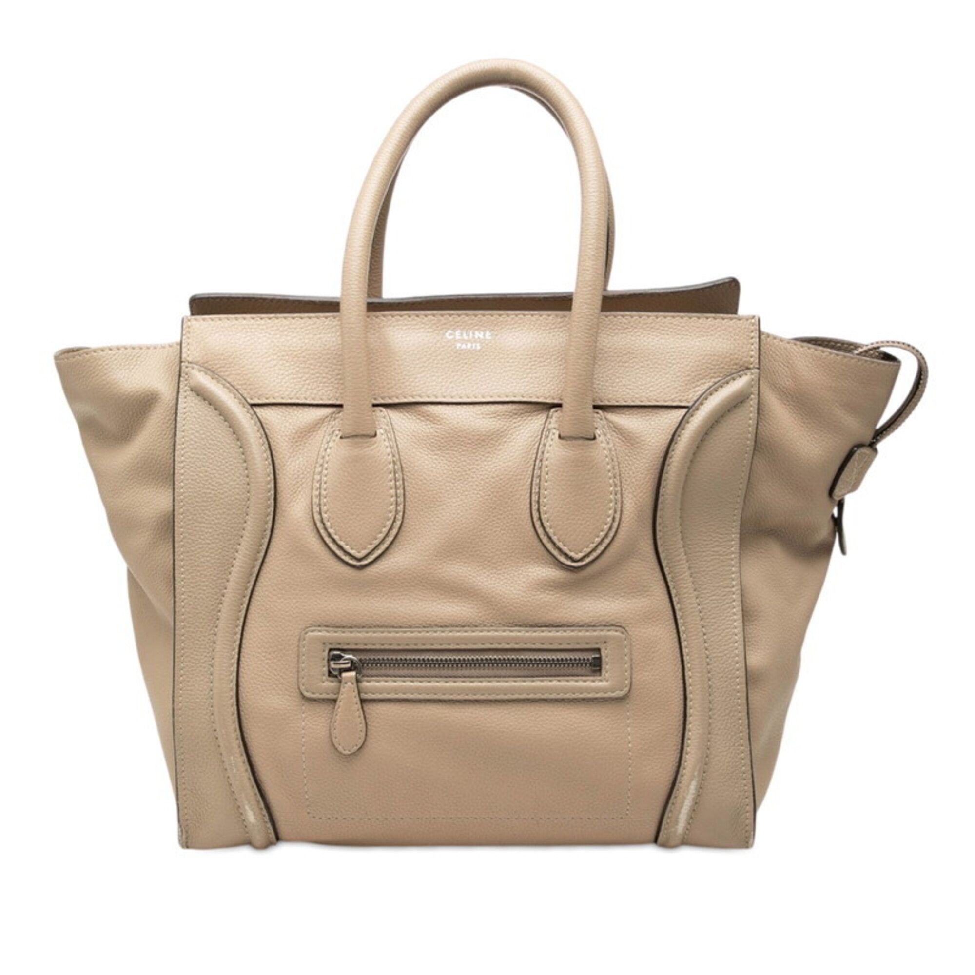 Celine Celine Luggage Mini Shopper Handbag, Beige Leather, Women's CELINE Size ONE SIZE - 1 Thumbnail