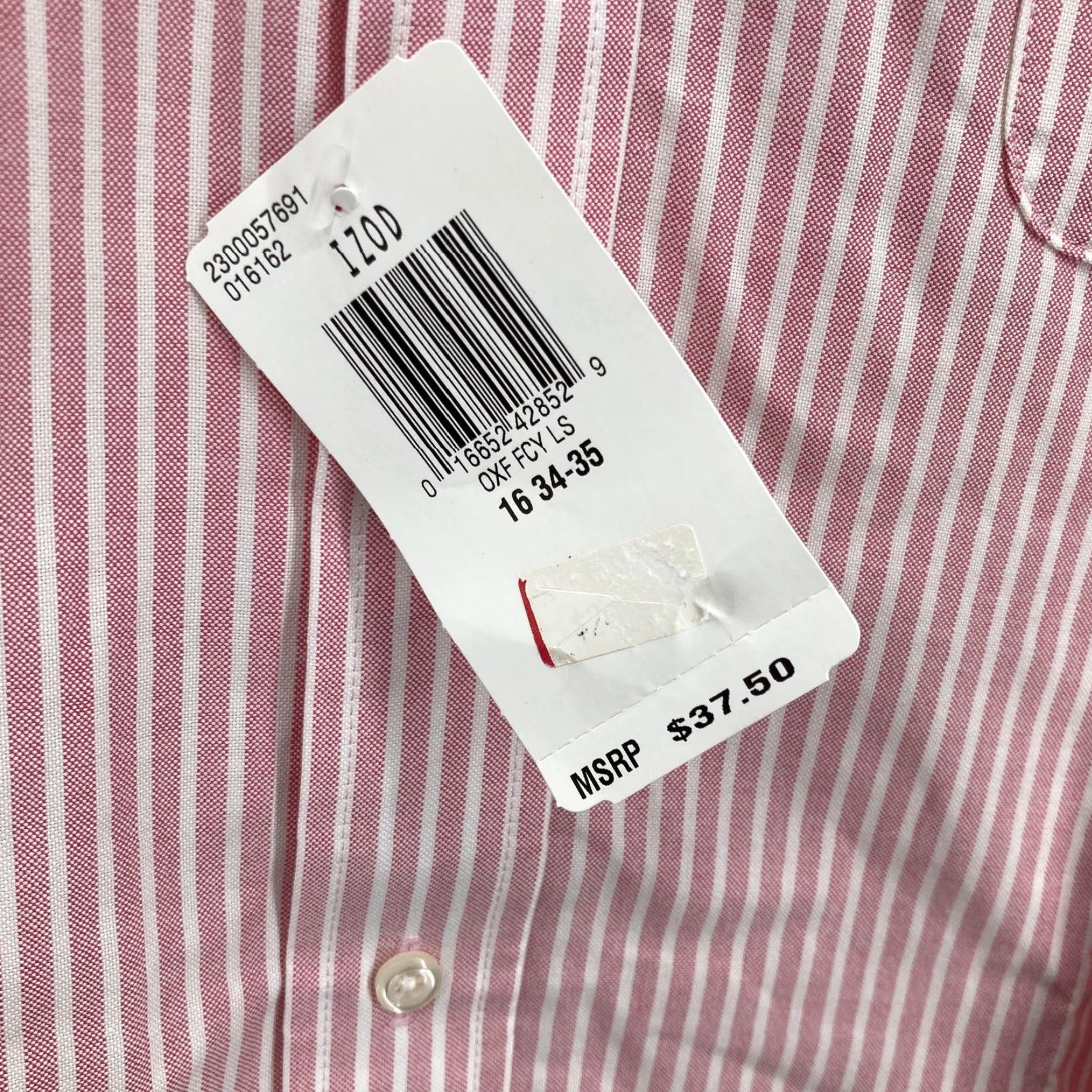 Izod IZOD Shirt Mens 16 Pink Stripe New England Oxford Button-Down Long Sleeve NWT Size US L / EU 52-54 / 3 - 2 Thumbnail