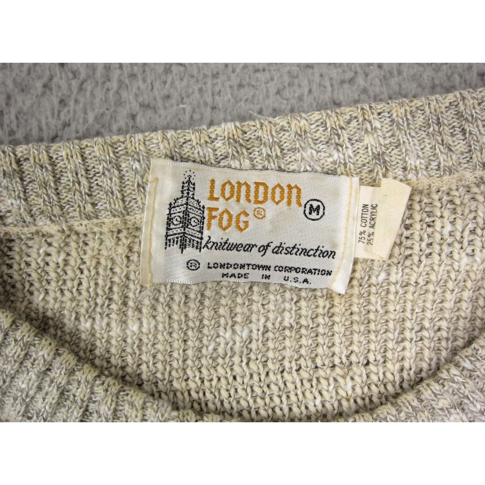 London Fog VINTAGE London Fog Sweater Mens Medium Creme Knit Diamond Classic Outdoor 80s Size US M / EU 48-50 / 2 - 3 Thumbnail
