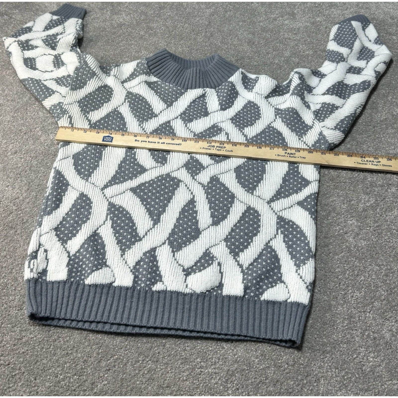 Vintage VINTAGE Alicia Sweater Womens 1X Plus Mock Neck Gray Acrylic 80s Abstract Birdseye Pullover Women Size XL / US 12-14 / IT 48-50 - 3 Thumbnail