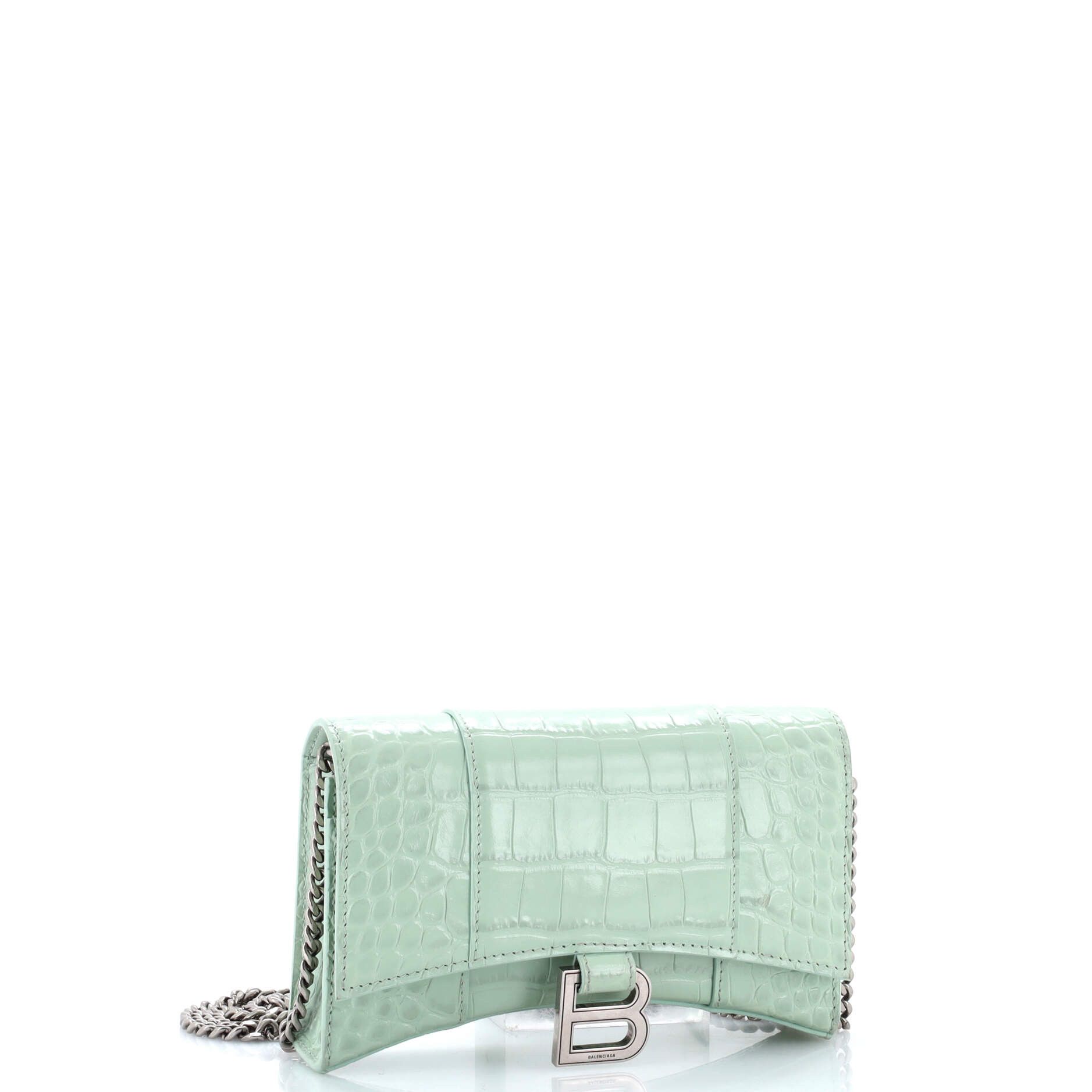 Balenciaga Hourglass Chain Wallet Crocodile Embossed Leather Size ONE SIZE - 1 Thumbnail