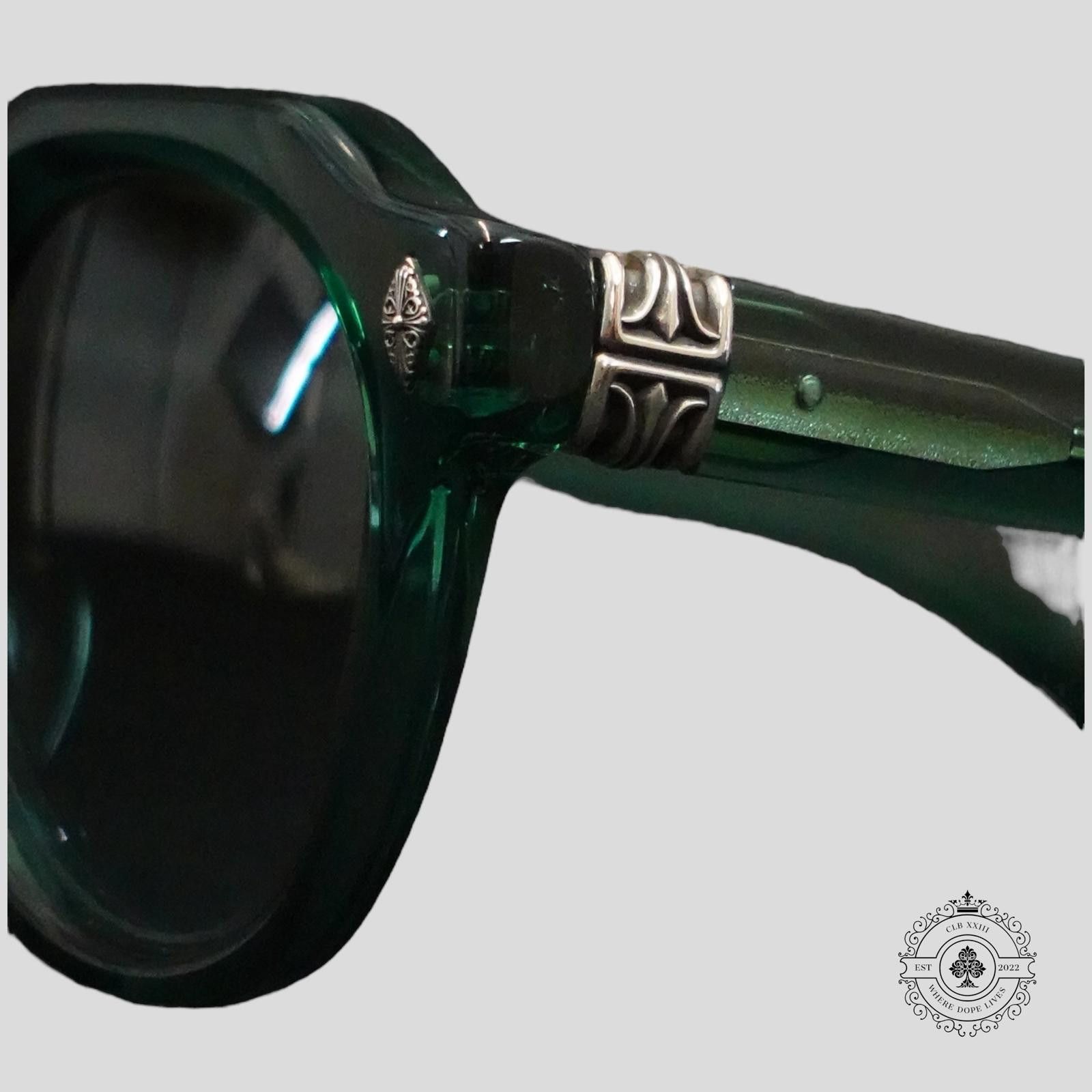 Chrome Hearts Chrome Hearts Lizard Boot Sunglasses in Marine Green/Silver Size ONE SIZE - 3 Thumbnail