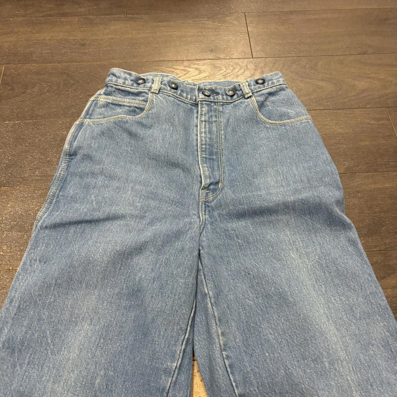Designer Vintage Light Washed Blue Gwg Red Strap Jeans 70s Size US 26 / EU 42 - 2 Thumbnail
