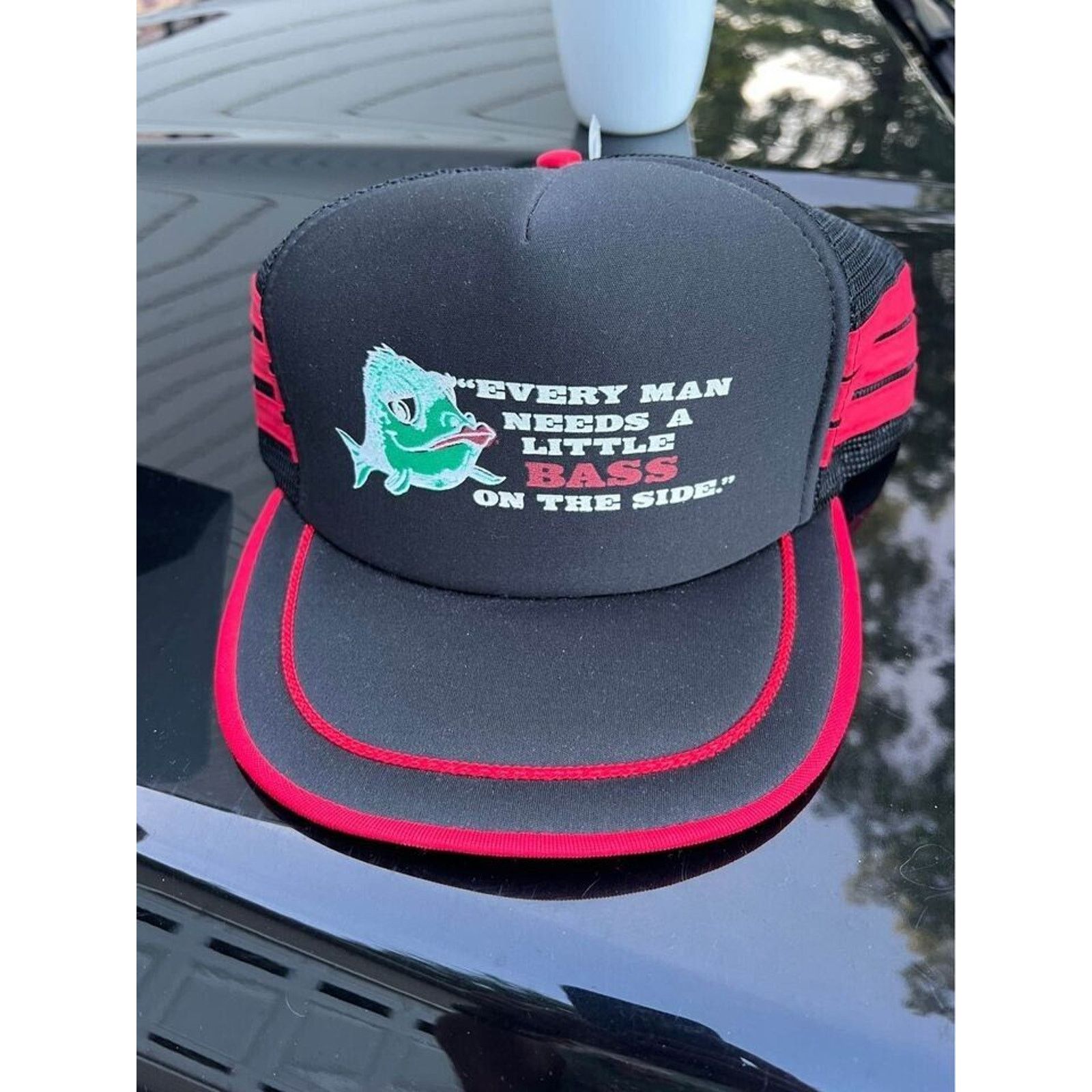 Nissan NWOT Vintage 80s Bass Fishing Trucker Ball Cap Hat OS Size ONE SIZE - 3 Thumbnail