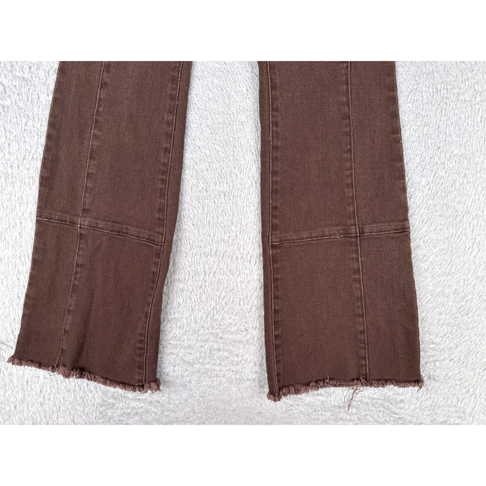 Vintage Tinseltown Jeans Junior 1 Brown Denim Flared Patch Work Raw Hem Cotton 23x29 Jeans Women 90s Vintage Mens Women Girls Size 25" / US 0 / IT 36 - 2 Thumbnail