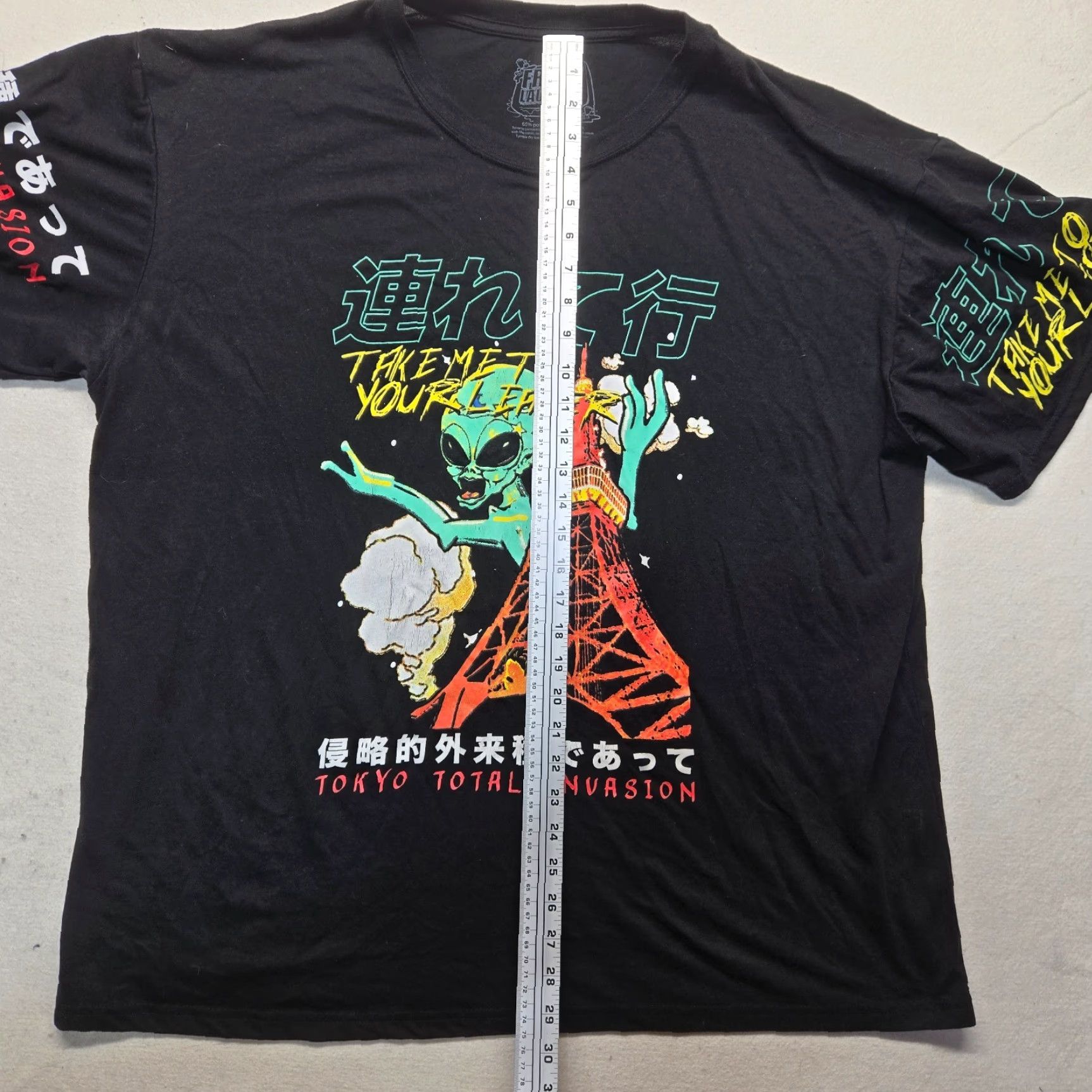 Vintage FRESH LAUNDRY Shirt Men 3XL Black ALIEN TOKYO Crew Neck Short Sleeve 100% Polyester Cotton T-Shirt Size US XXL / EU 58 / 5 - 6 Thumbnail
