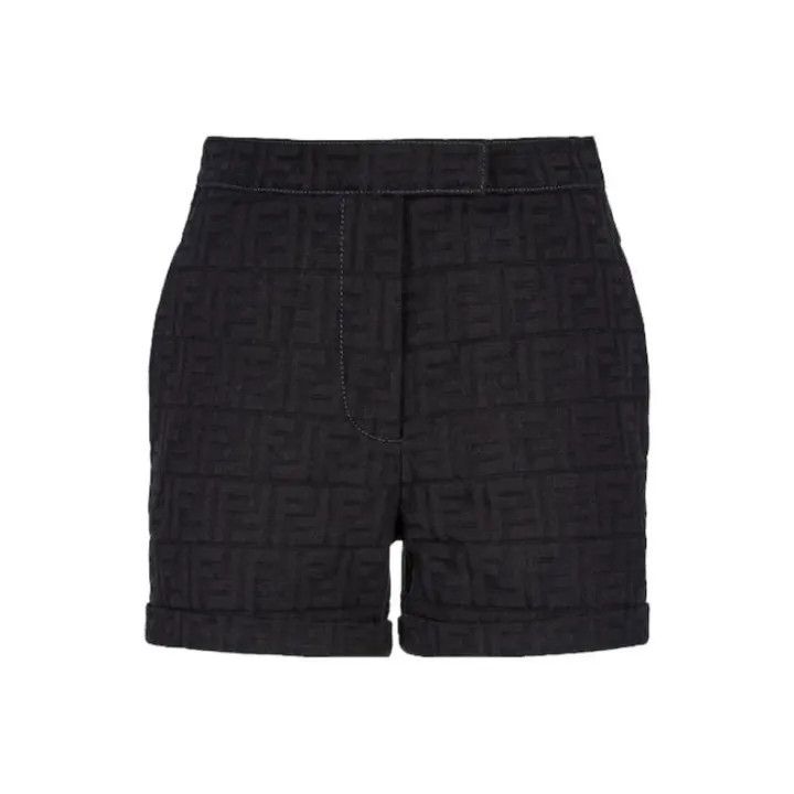 Fendi Women’s Plain Zipper Denim Shorts 0079