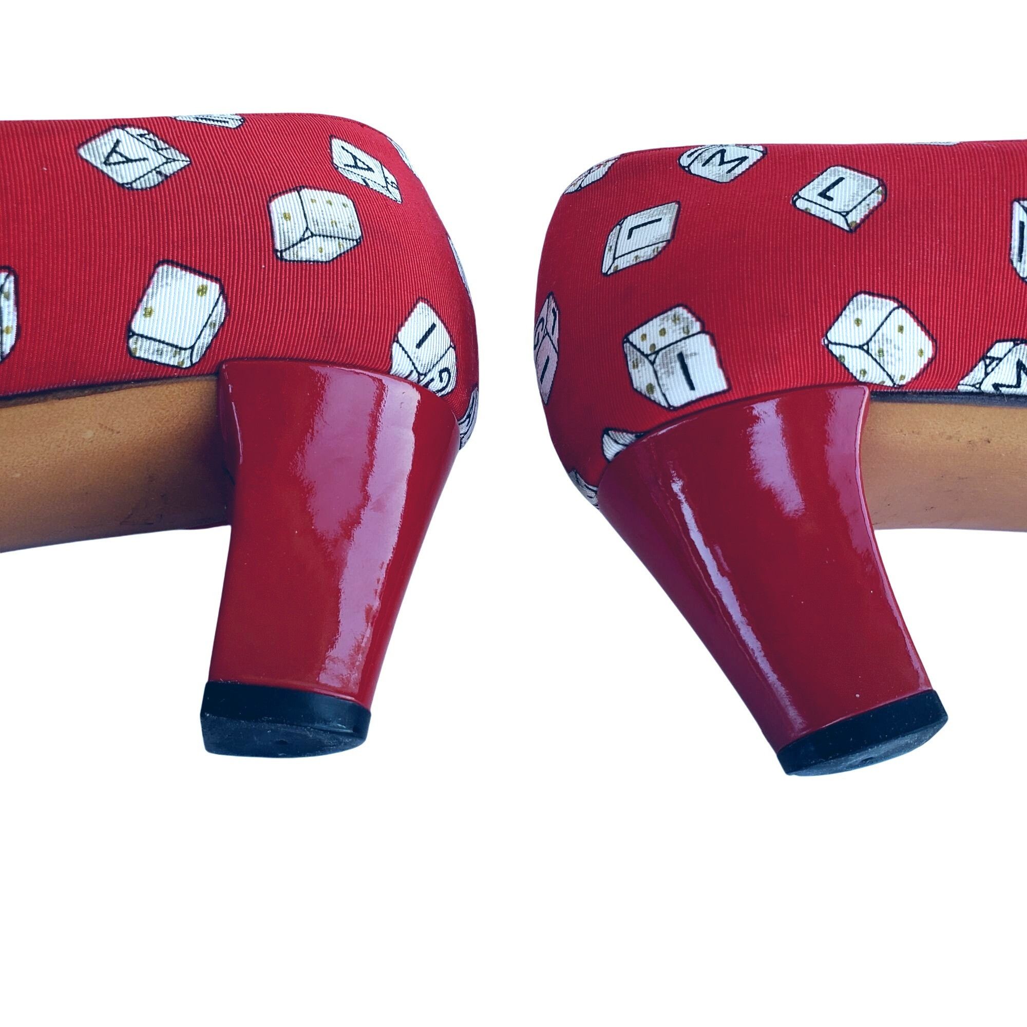 Bruno Magli Bruno Magli 80s Vintage Red Heels 7.5 Novelty Dice Leather C Size US 7.5 / IT 37.5 - 10 Thumbnail